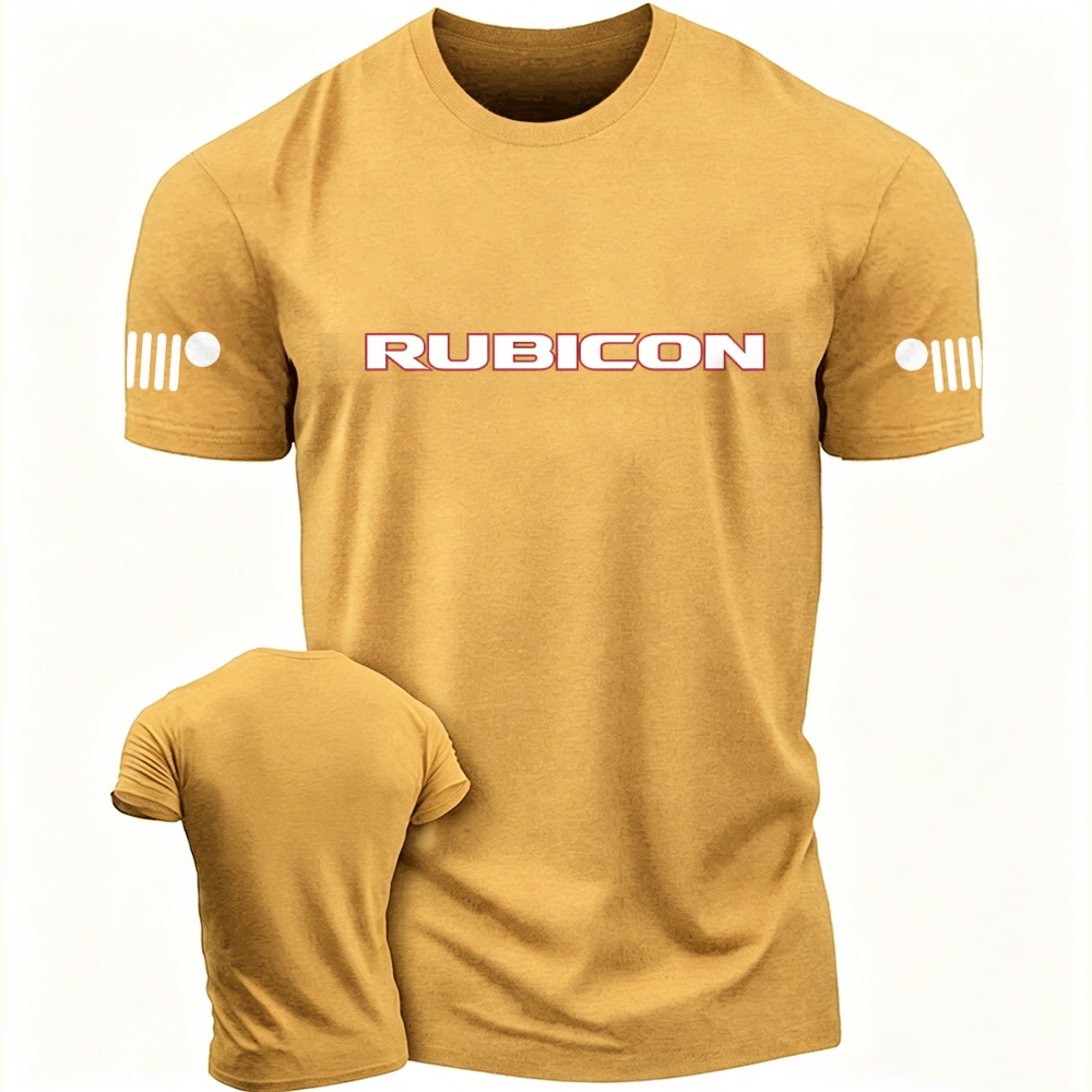 Jp Wrangler JK Rubicon Red and Black Text Logo Unisex T-shirt