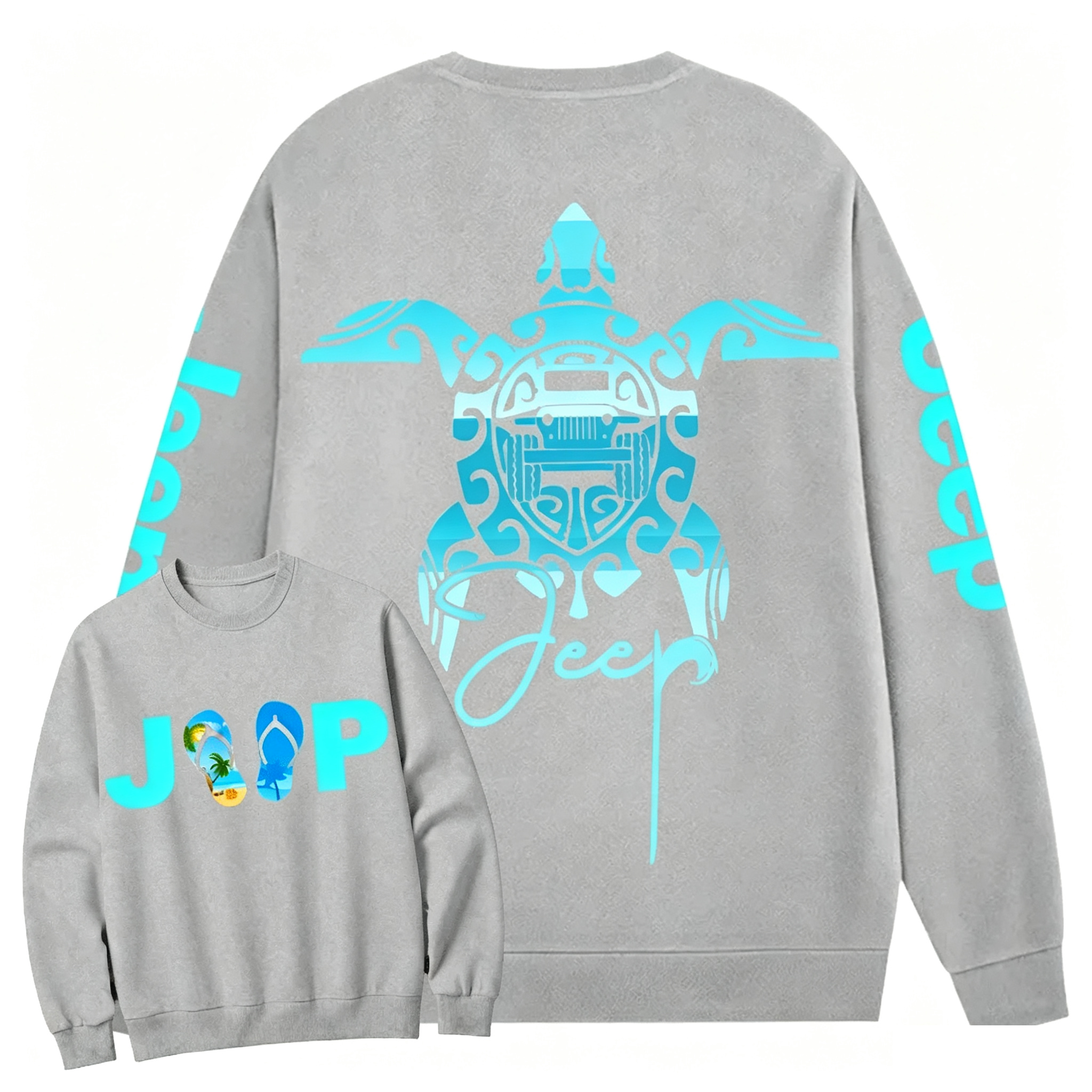  Sea Turtle Jp Print Double Printed Crew Neck Sweatshirt