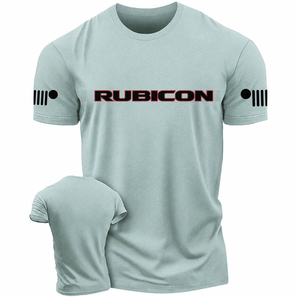Jp Wrangler JK Rubicon Red and Black Text Logo Unisex T-shirt