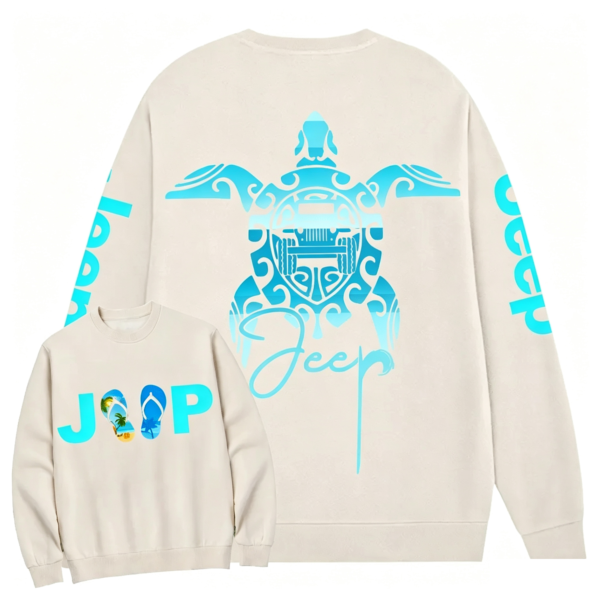  Sea Turtle Jp Print Double Printed Crew Neck Sweatshirt