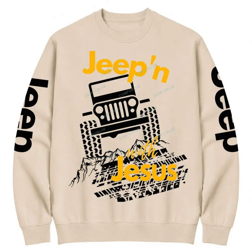 Jeepin With Jesus Cotton Sweatshirt