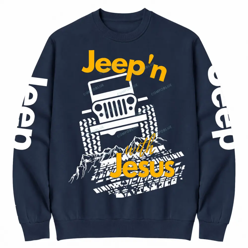 Jeepin With Jesus Cotton Sweatshirt