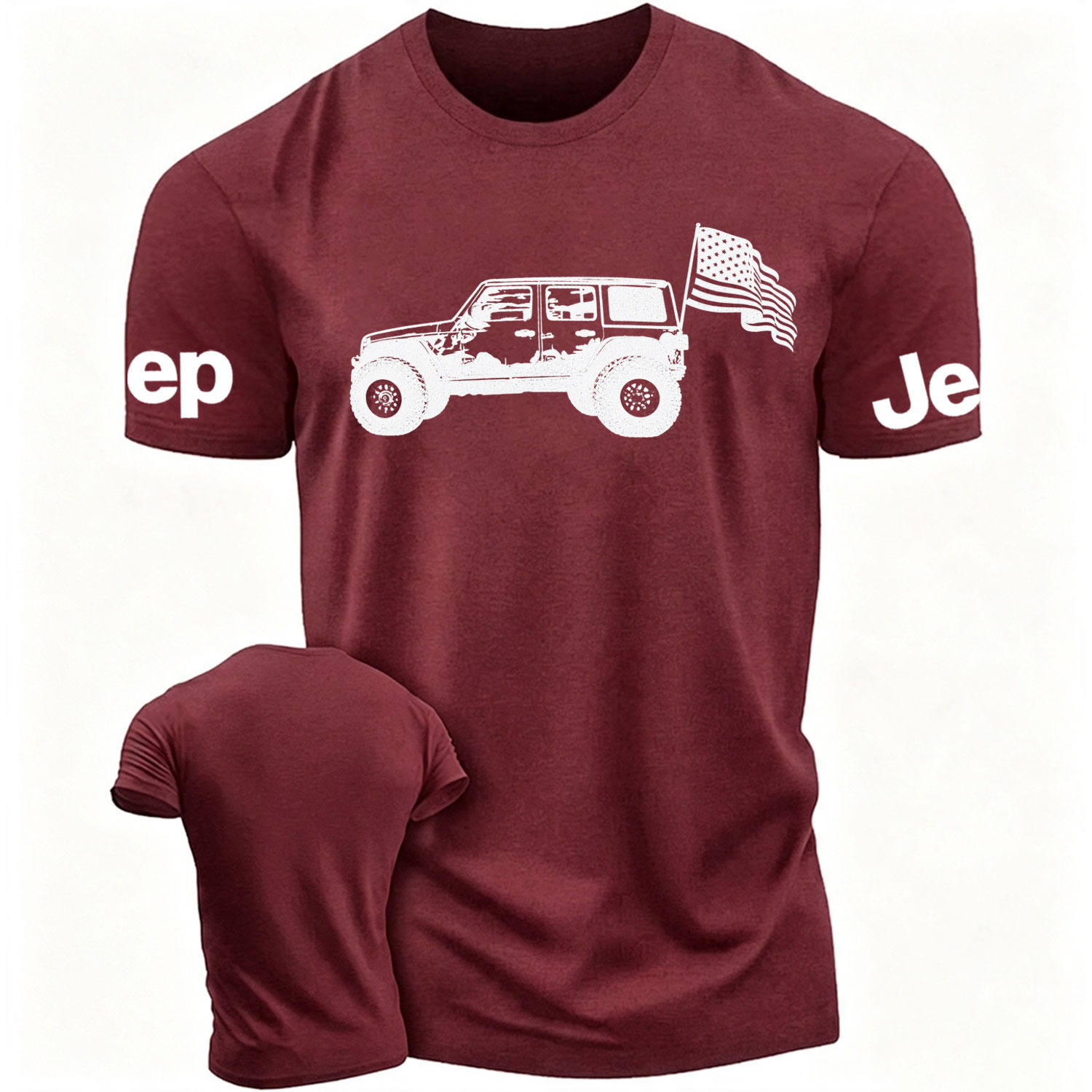 USA Flag Jeep Wrangler Cotton T-shirt