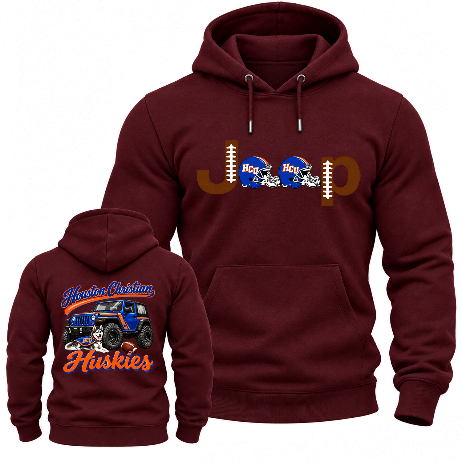 Houston Christian Orange and Blue Jp Cotton Hoodie