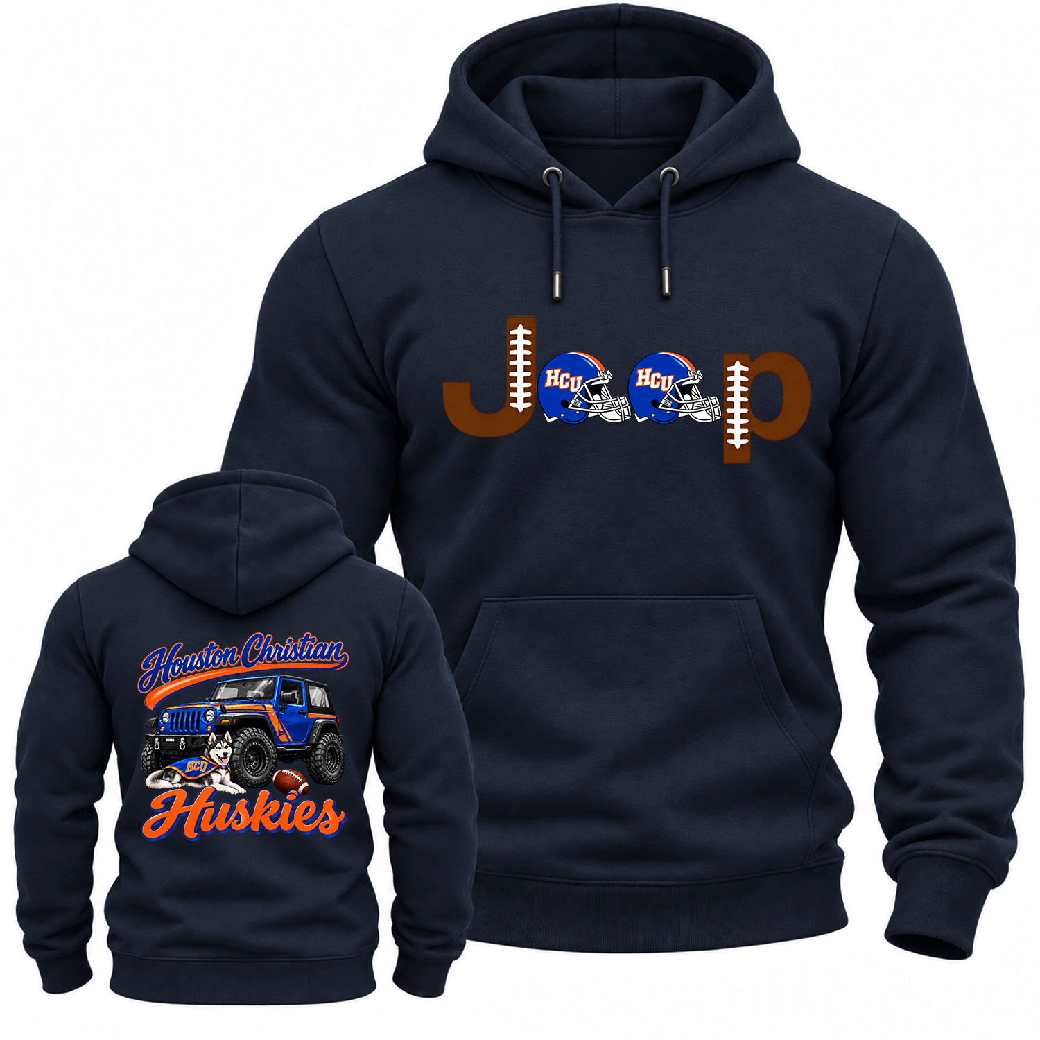 Houston Christian Orange and Blue Jp Cotton Hoodie