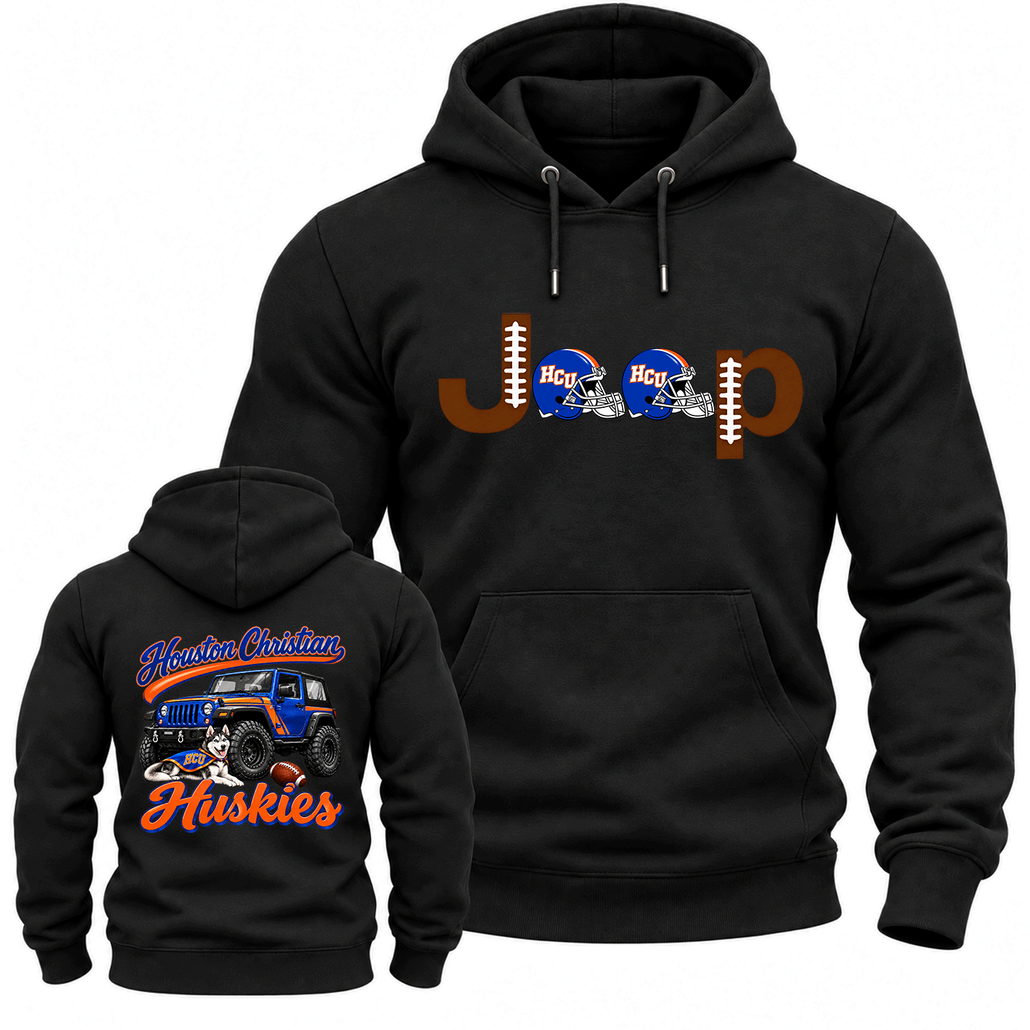 Houston Christian Orange and Blue Jp Cotton Hoodie
