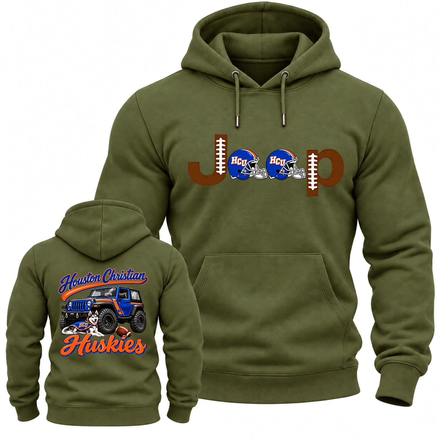 Houston Christian Orange and Blue Jp Cotton Hoodie