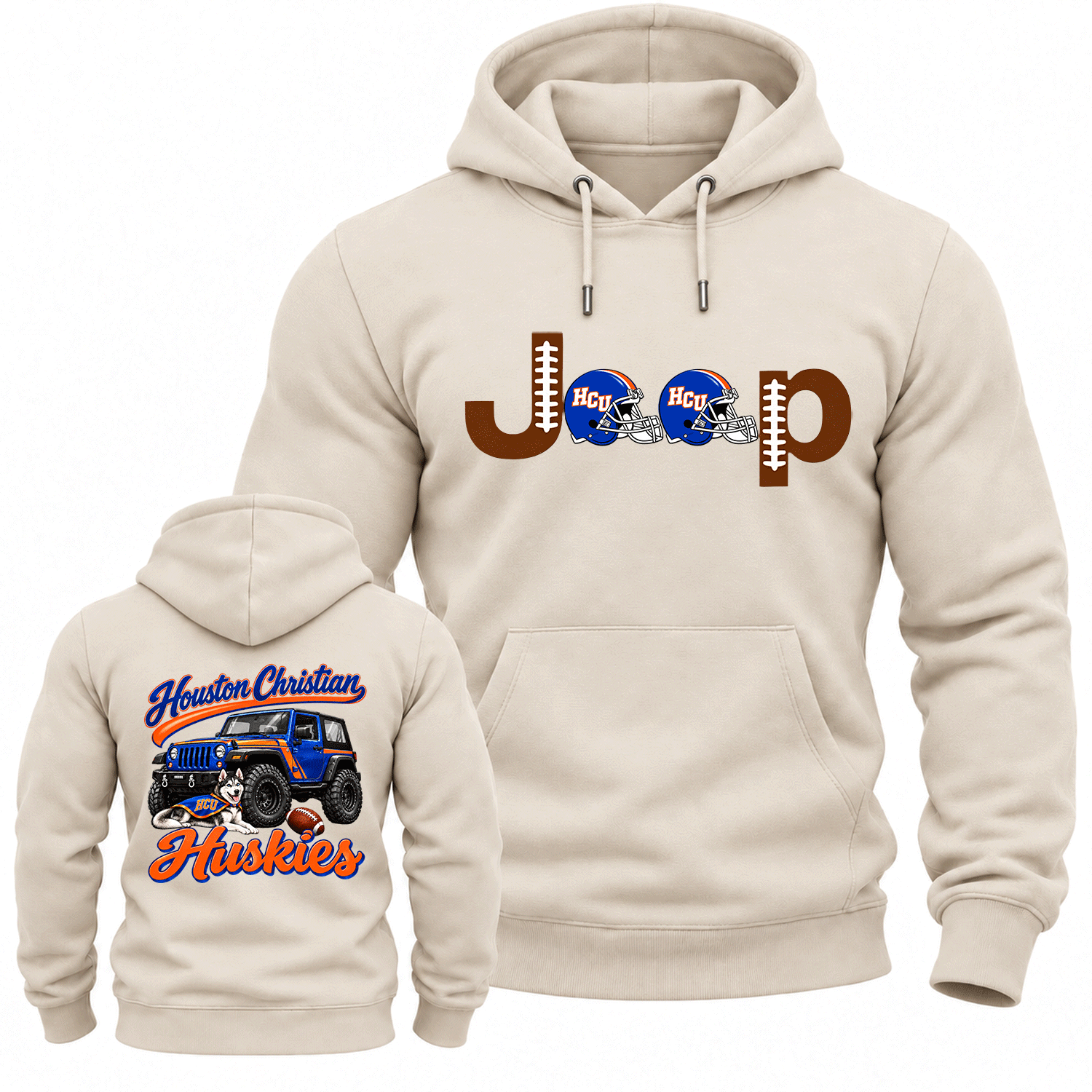 Houston Christian Orange and Blue Jp Cotton Hoodie
