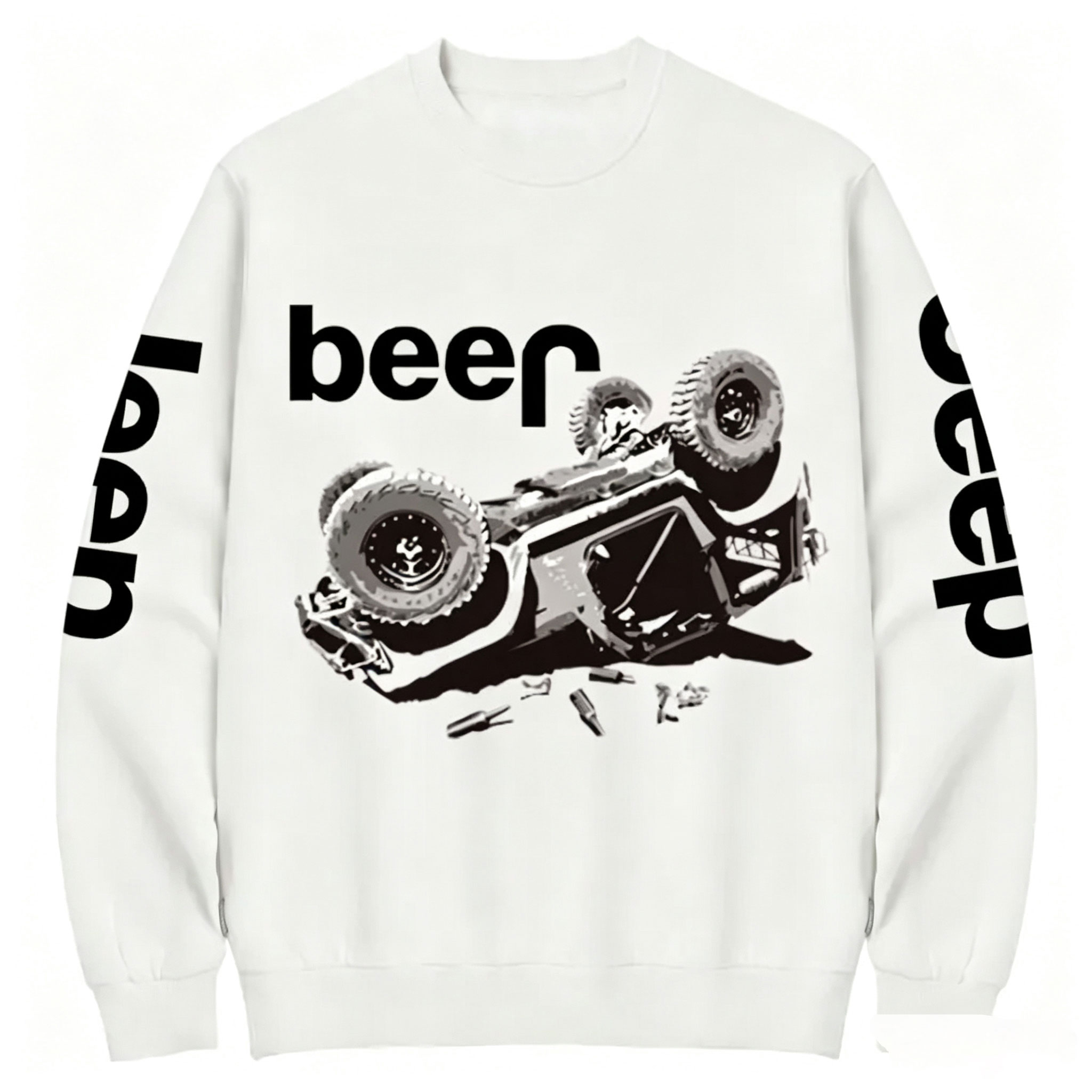 Funny Beer Overturn Jp Offroad Crew Neck Sweatshirt