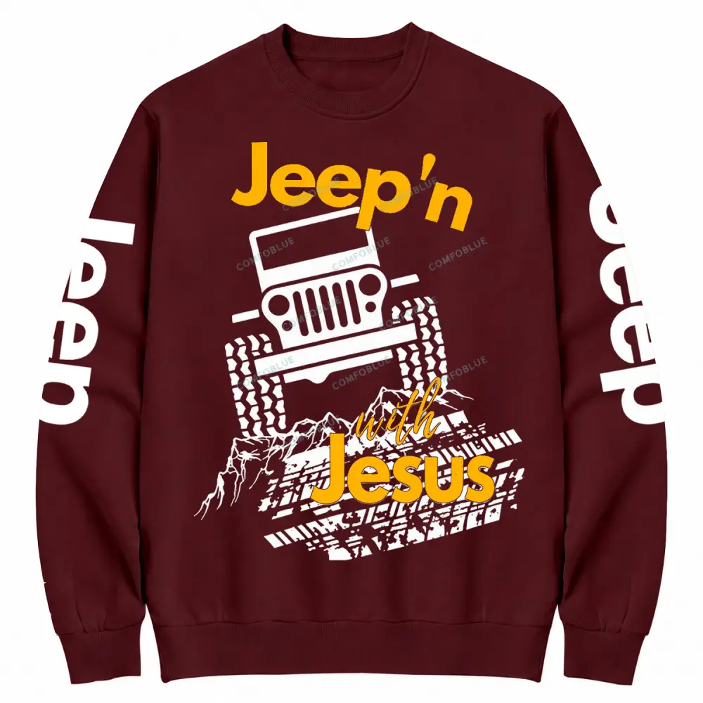 Jeepin With Jesus Cotton Sweatshirt