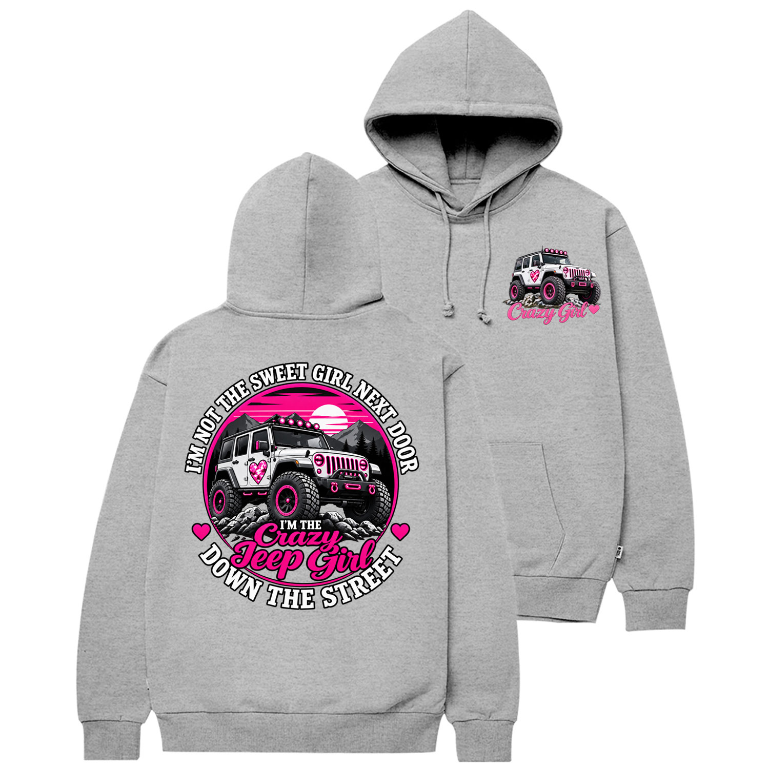 Crazy Girl Pink Off-Road Cotton Hoodie