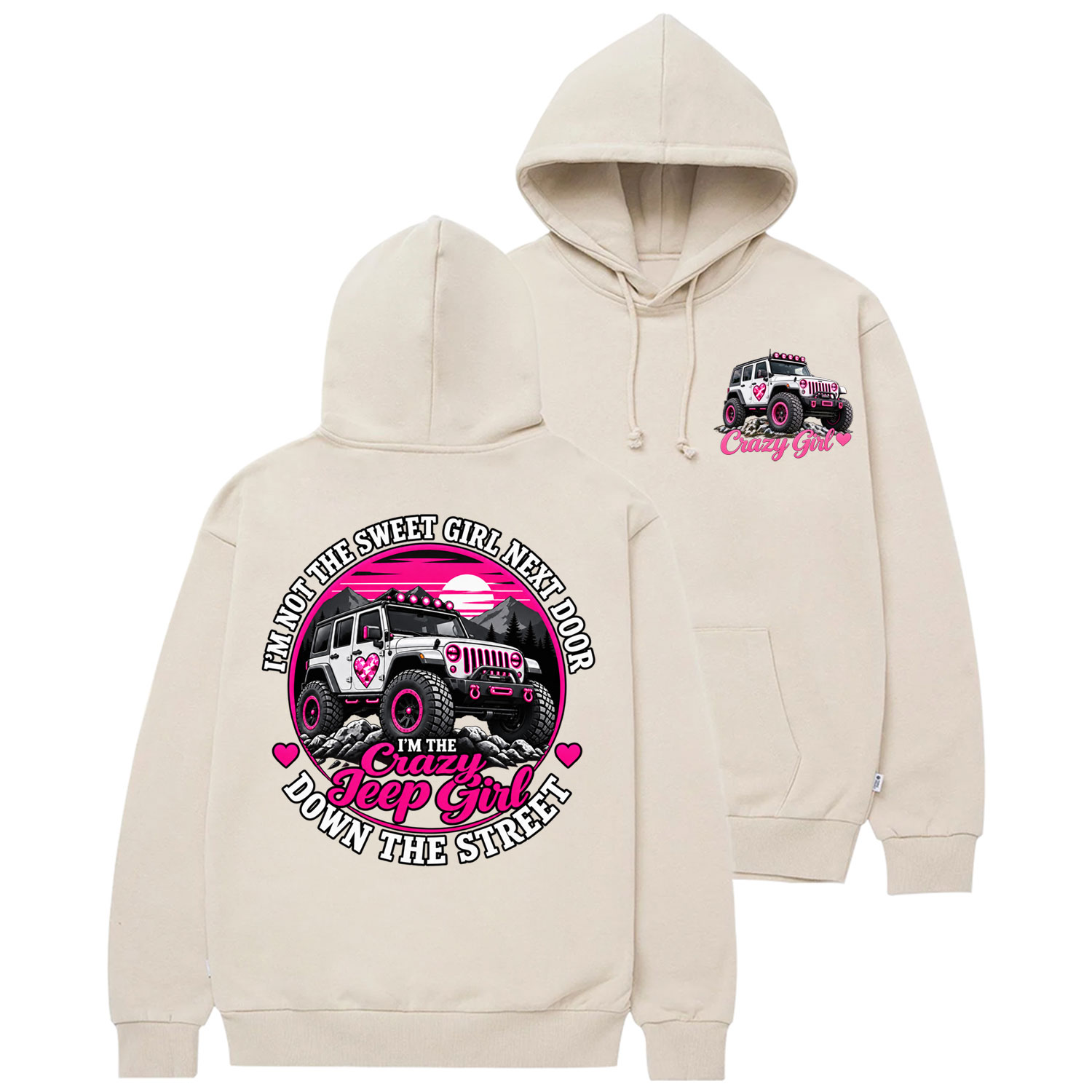 Crazy Girl Pink Off-Road Cotton Hoodie