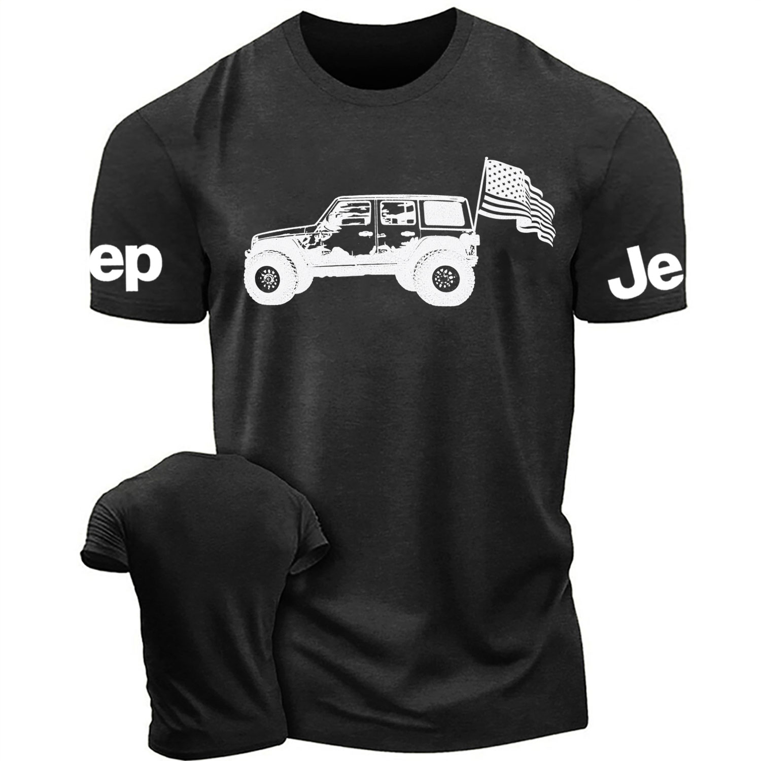 USA Flag Jeep Wrangler Cotton T-shirt