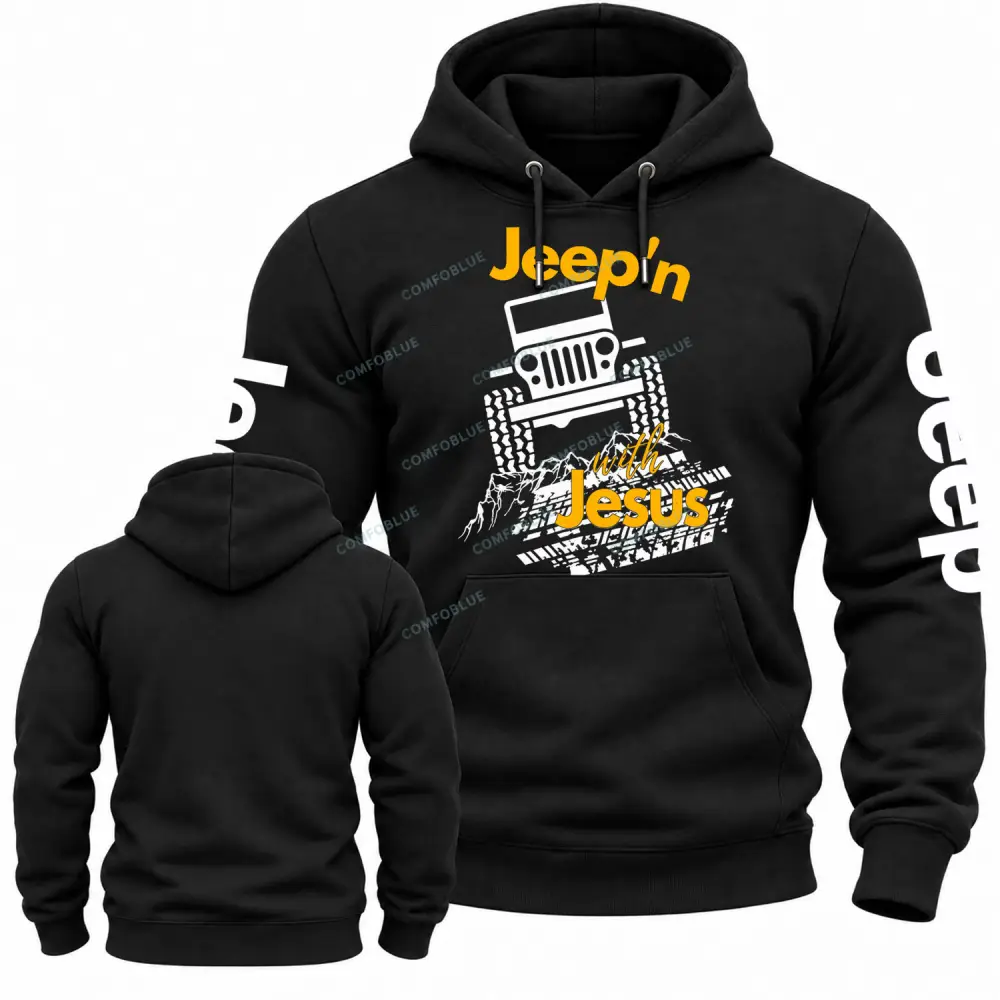 Jeepin With Jesus Cotton Hoodie