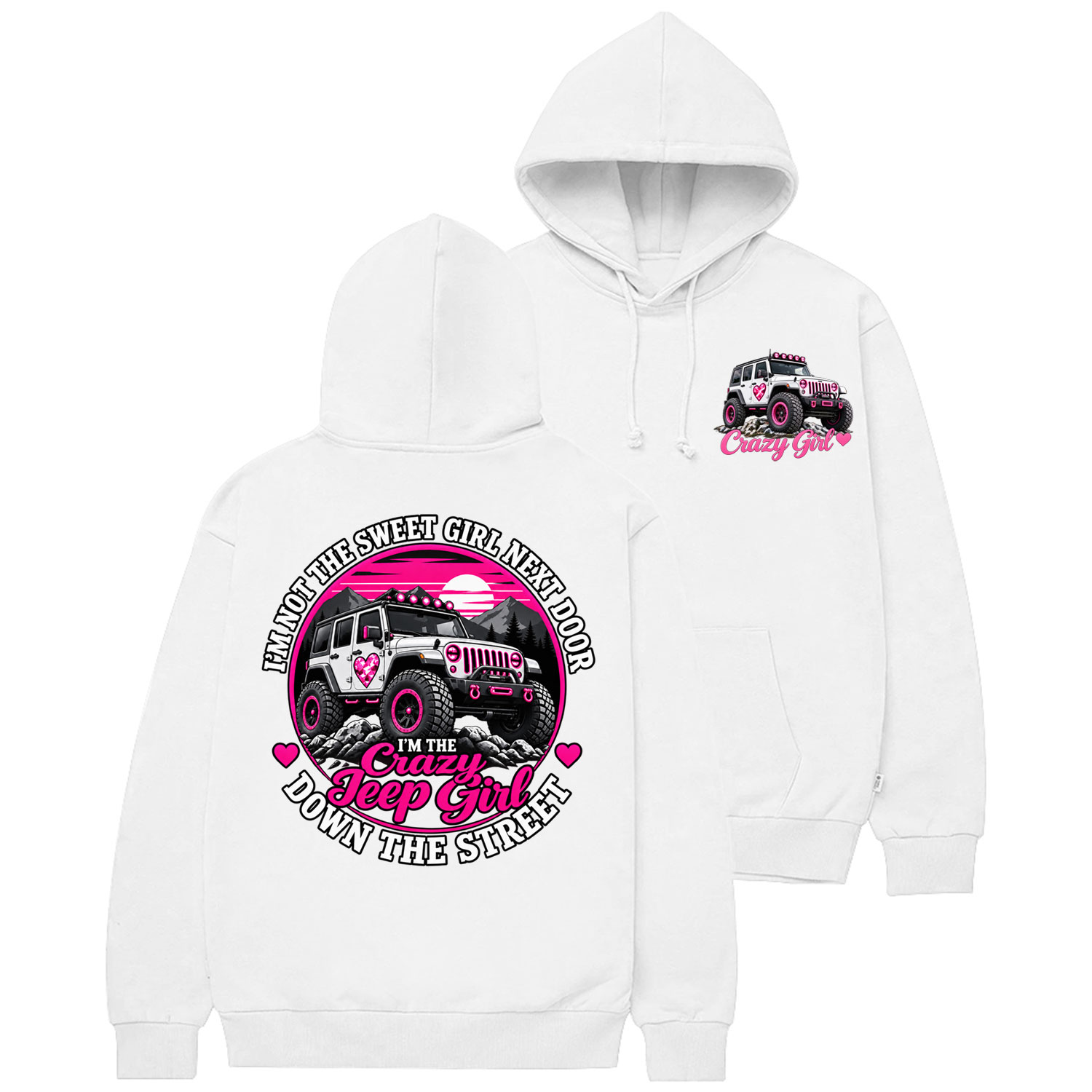 Crazy Girl Pink Off-Road Cotton Hoodie