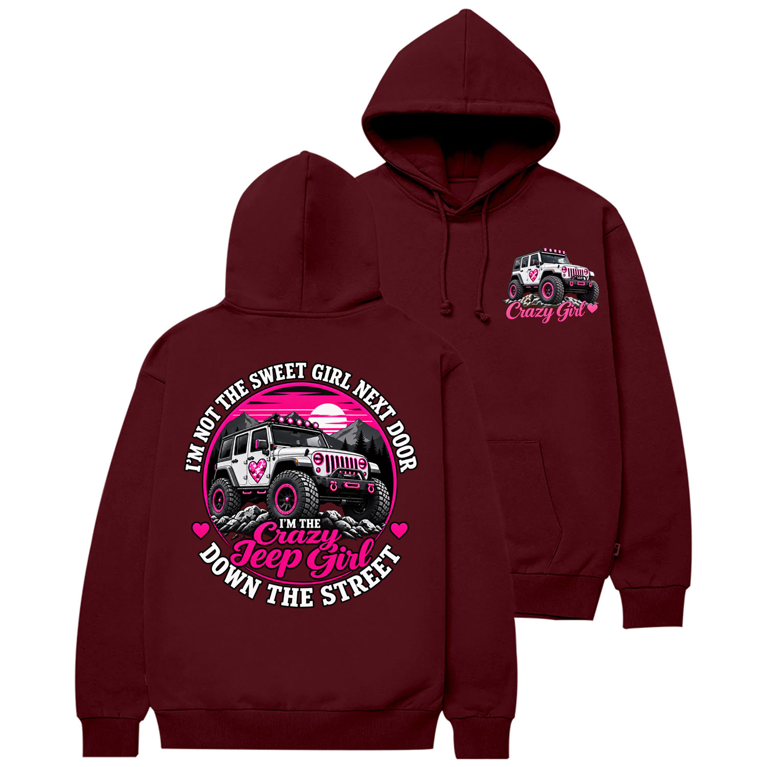 Crazy Girl Pink Off-Road Cotton Hoodie