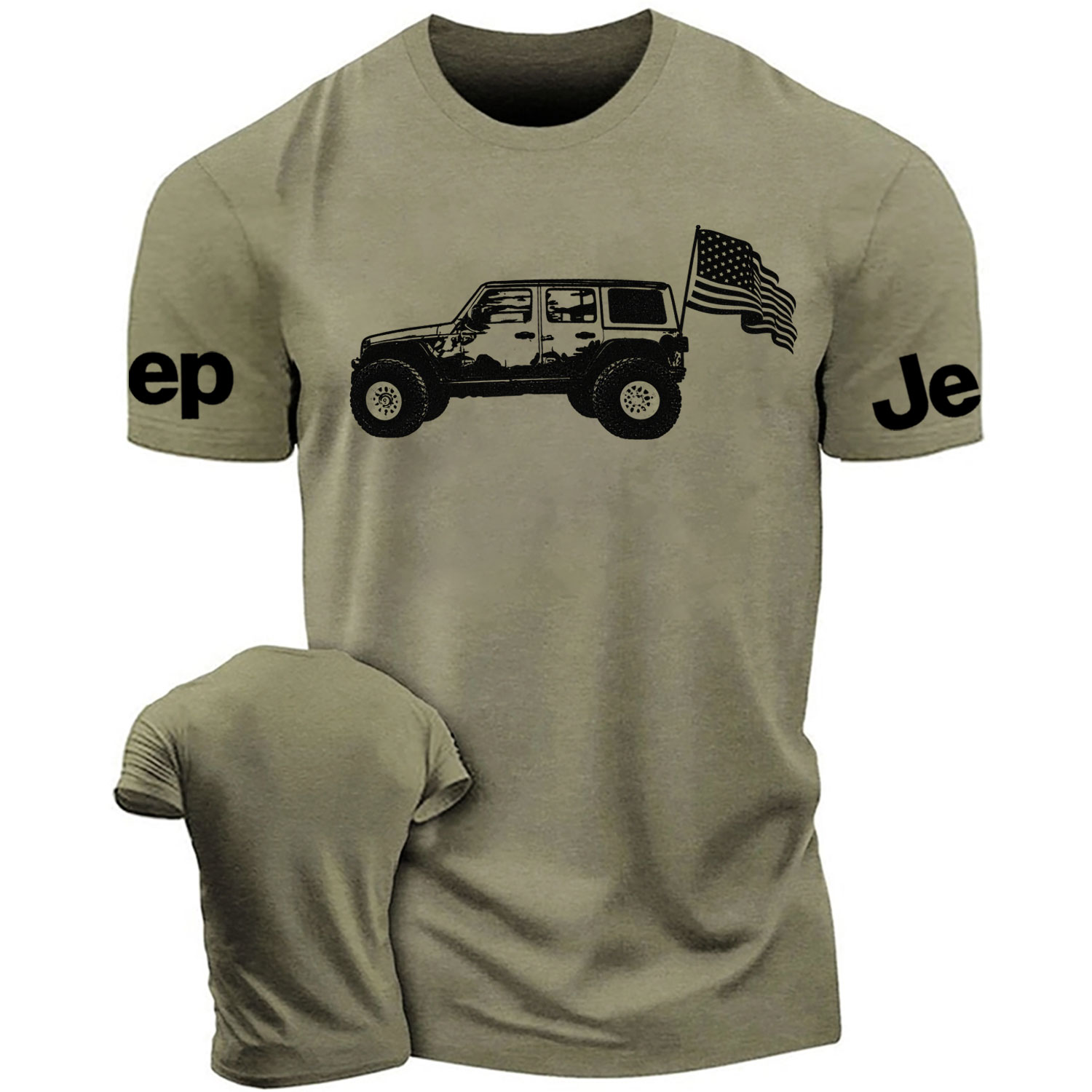 USA Flag Jeep Wrangler Cotton T-shirt