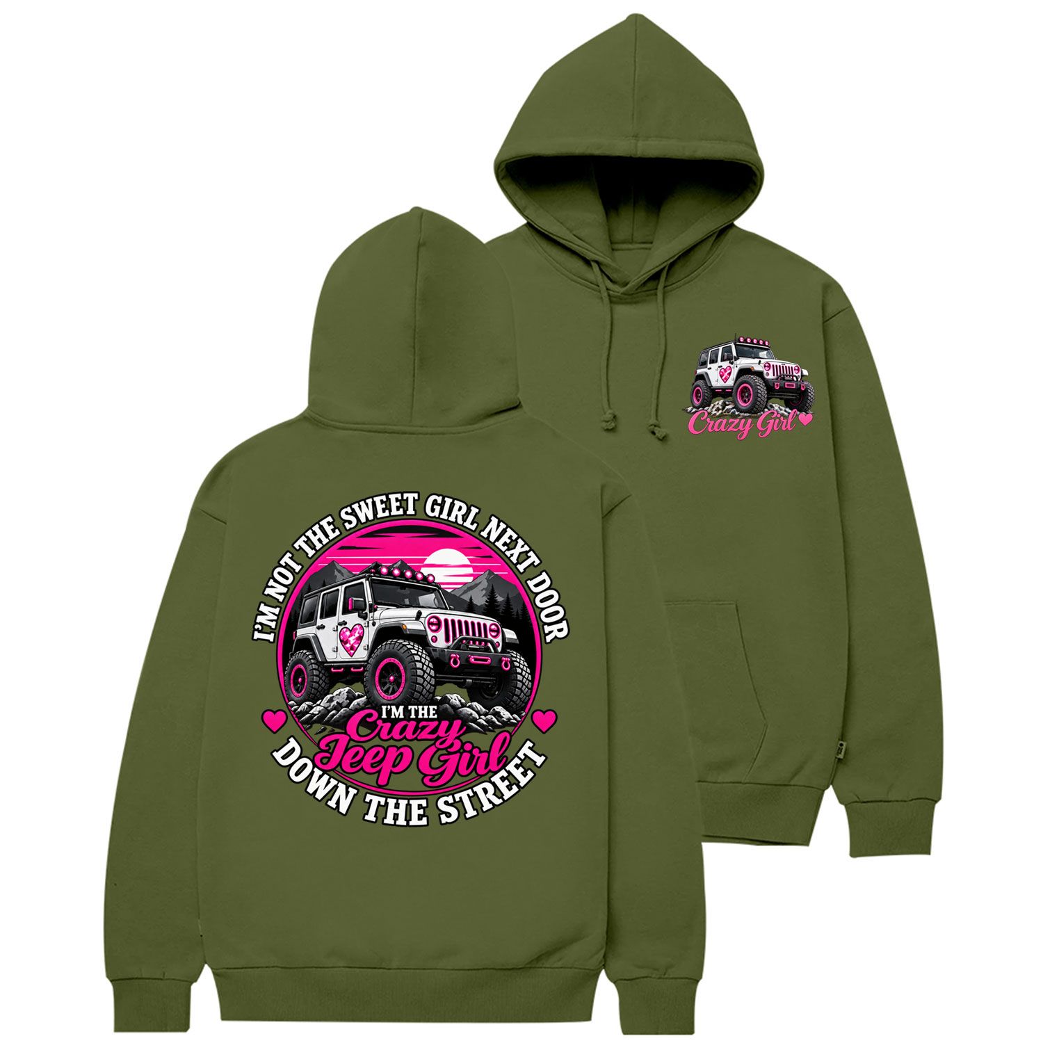 Crazy Girl Pink Off-Road Cotton Hoodie