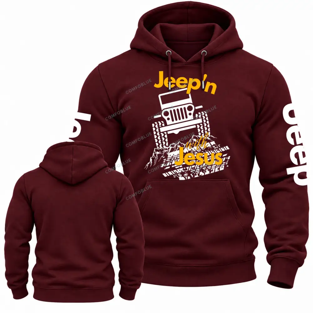 Jeepin With Jesus Cotton Hoodie