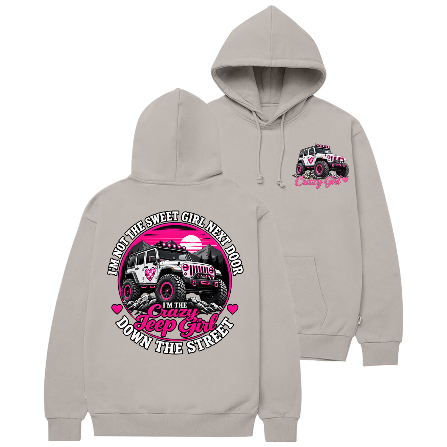 Crazy Girl Pink Off-Road Cotton Hoodie