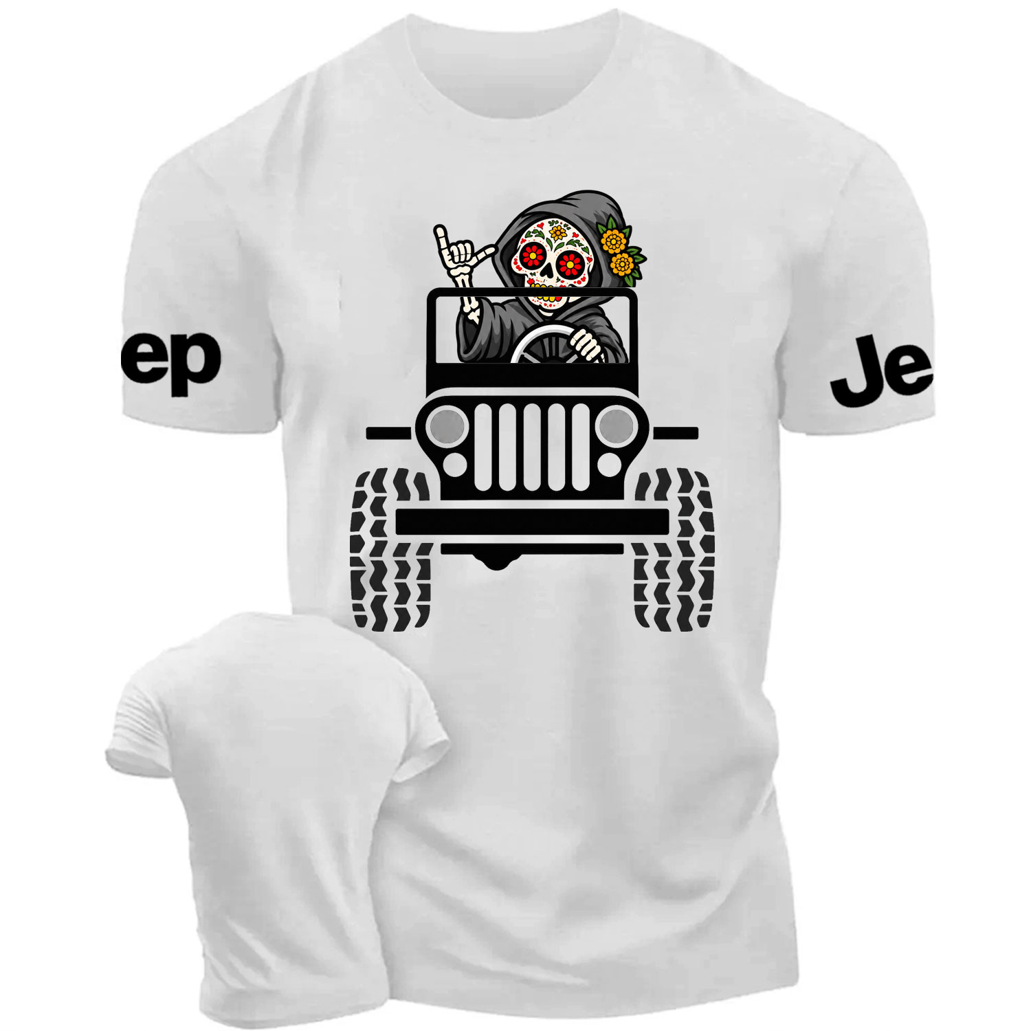 Sugar Skull Grim Reaper Driving Jp Cotton T-shirt