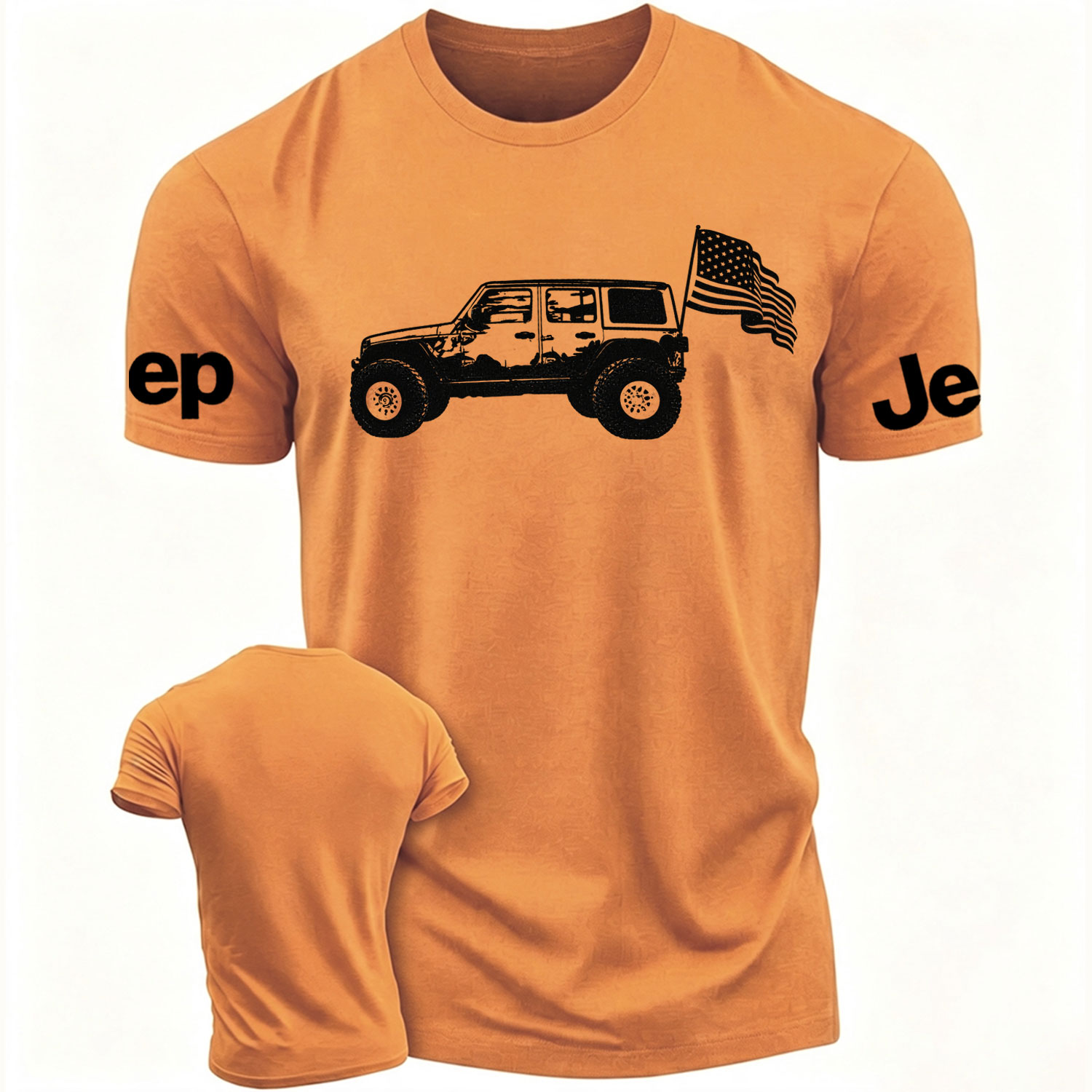 USA Flag Jeep Wrangler Cotton T-shirt