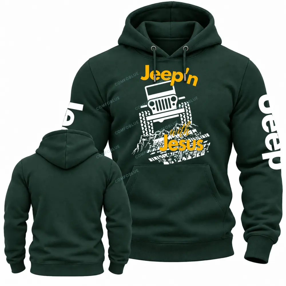Jeepin With Jesus Cotton Hoodie