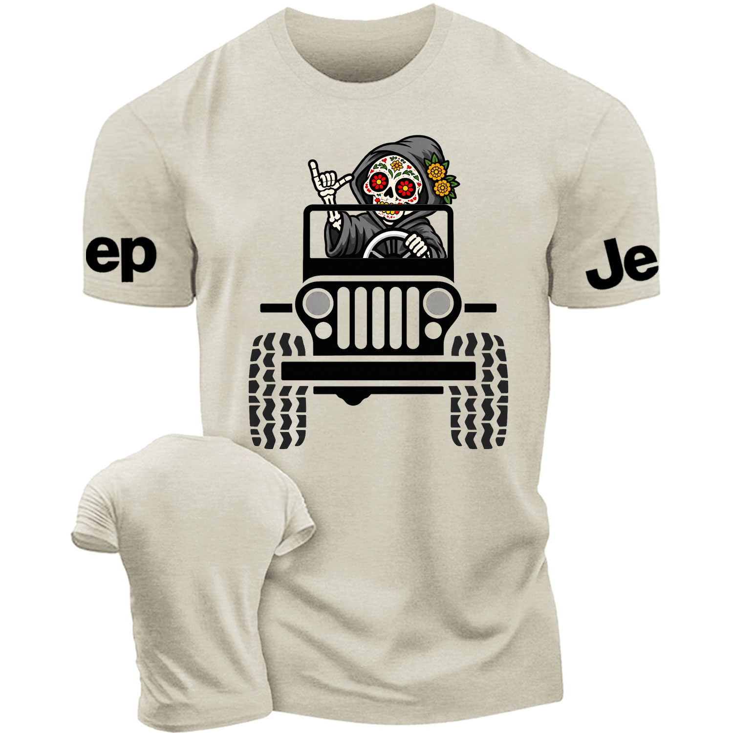 Sugar Skull Grim Reaper Driving Jp Cotton T-shirt