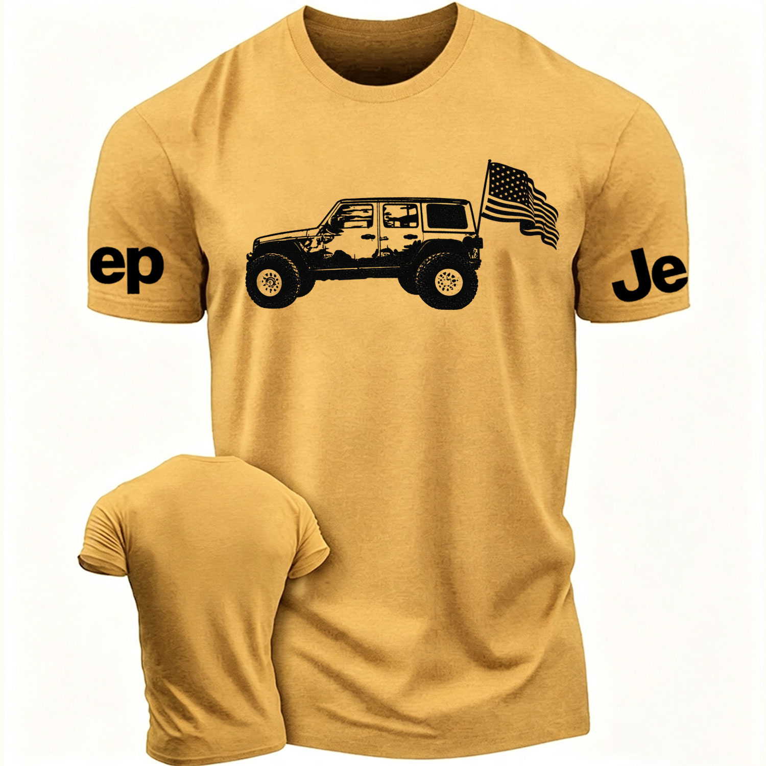 USA Flag Jeep Wrangler Cotton T-shirt