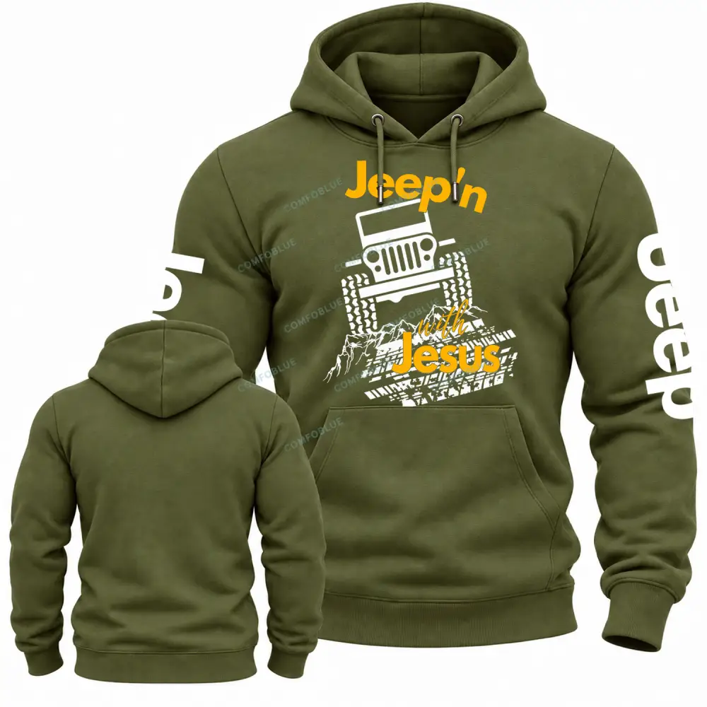 Jeepin With Jesus Cotton Hoodie