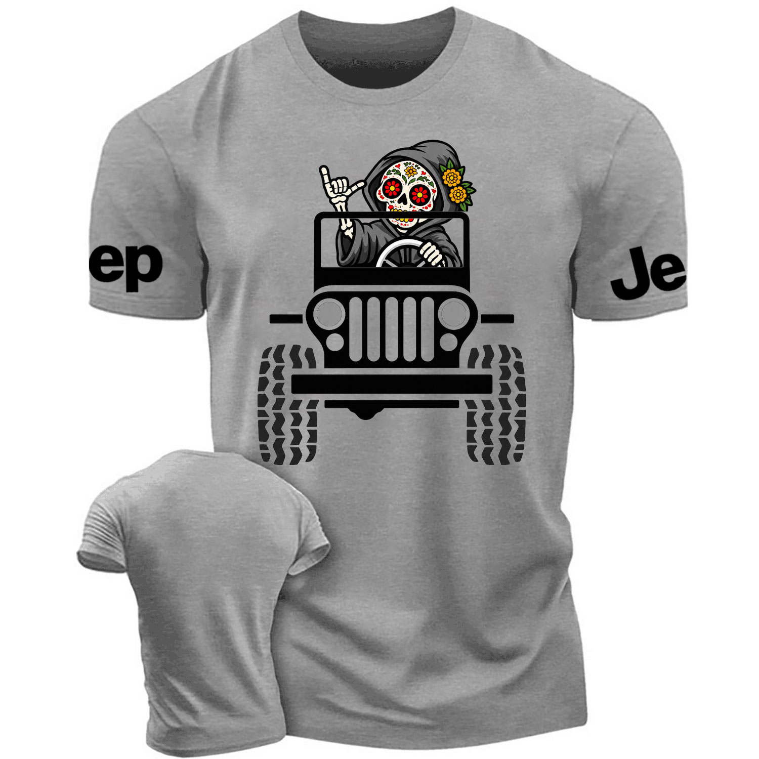 Sugar Skull Grim Reaper Driving Jp Cotton T-shirt