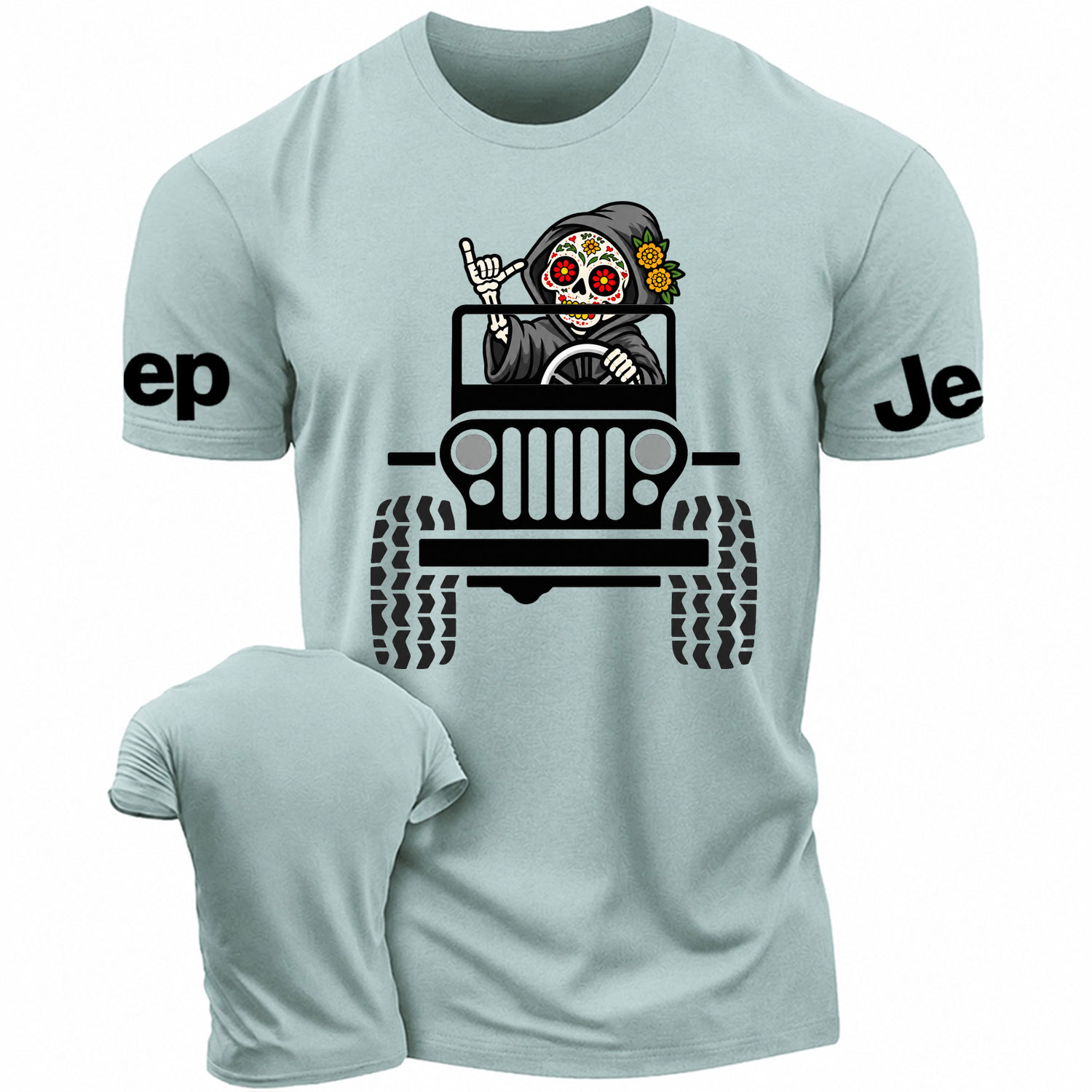 Sugar Skull Grim Reaper Driving Jp Cotton T-shirt