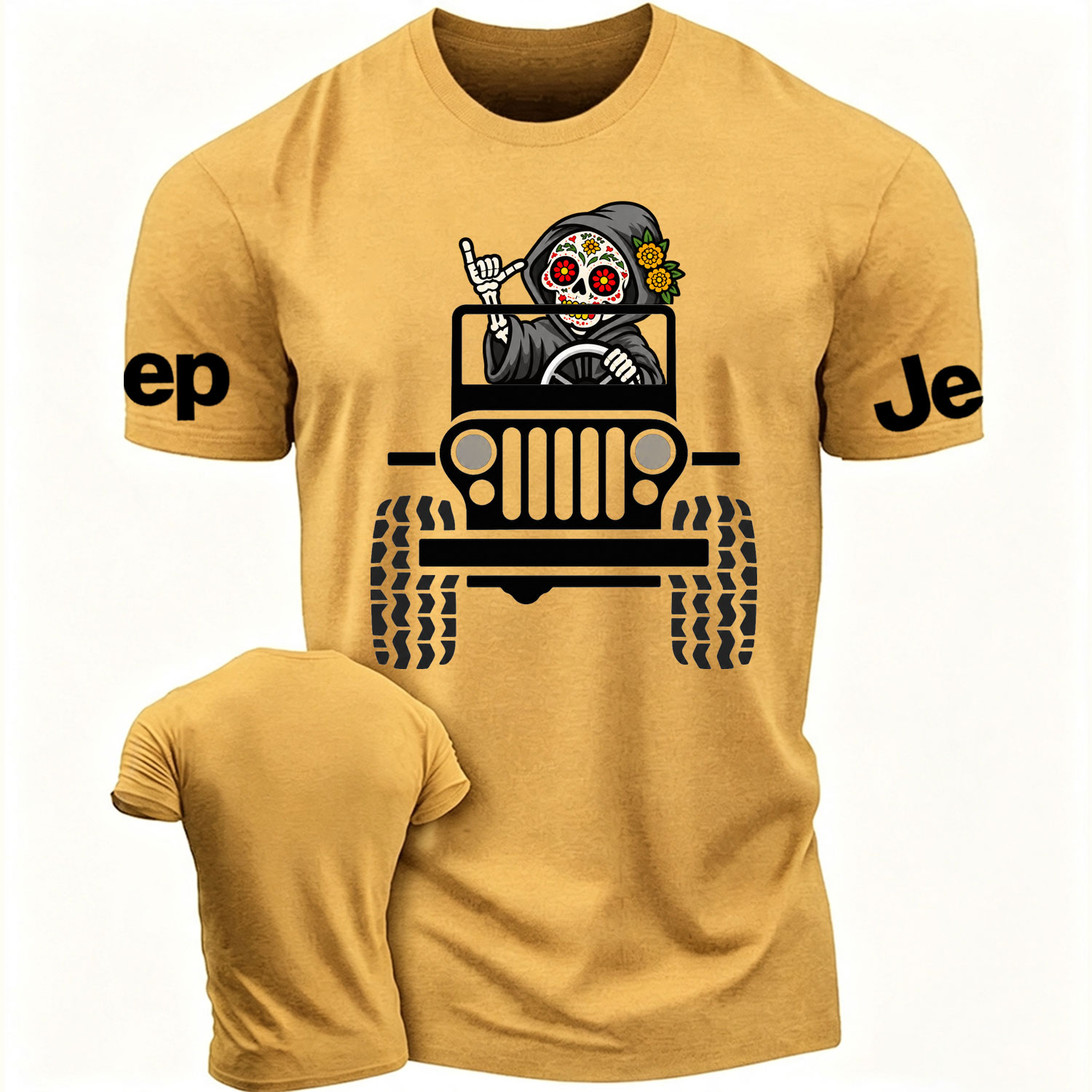 Sugar Skull Grim Reaper Driving Jp Cotton T-shirt