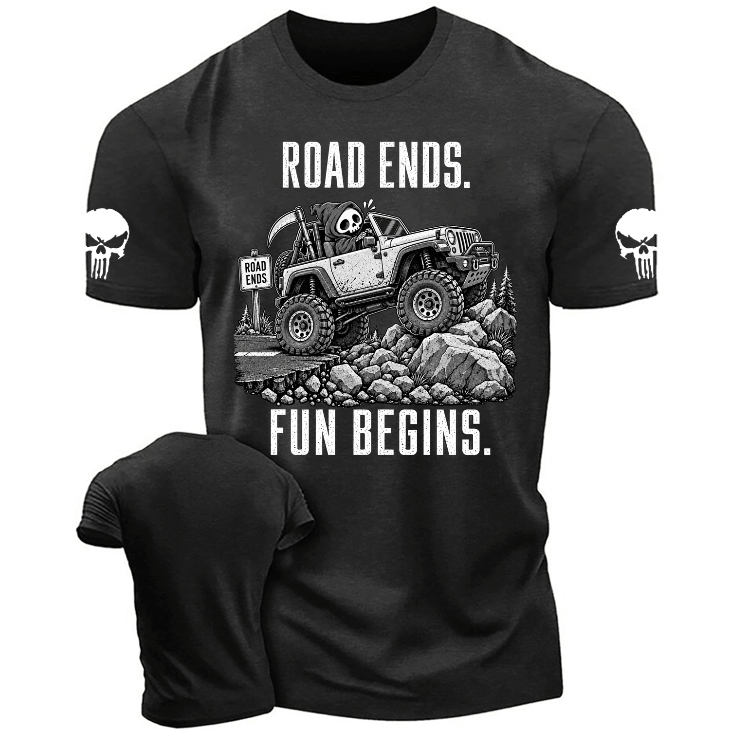 Road Ends, Fun Begins Reaper Trail Cotton T-shirt