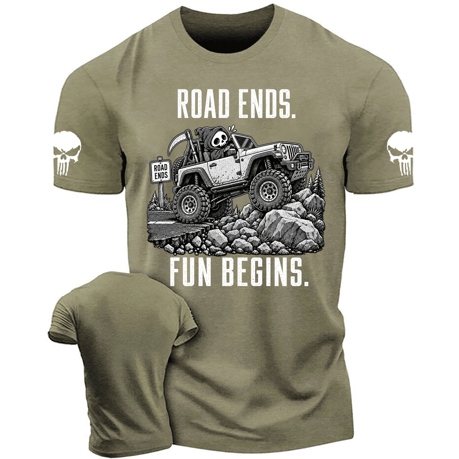 Road Ends, Fun Begins Reaper Trail Cotton T-shirt