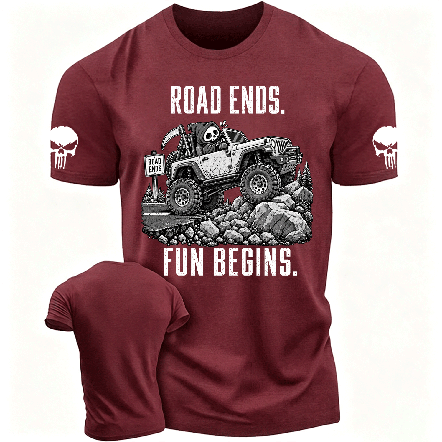Road Ends, Fun Begins Reaper Trail Cotton T-shirt