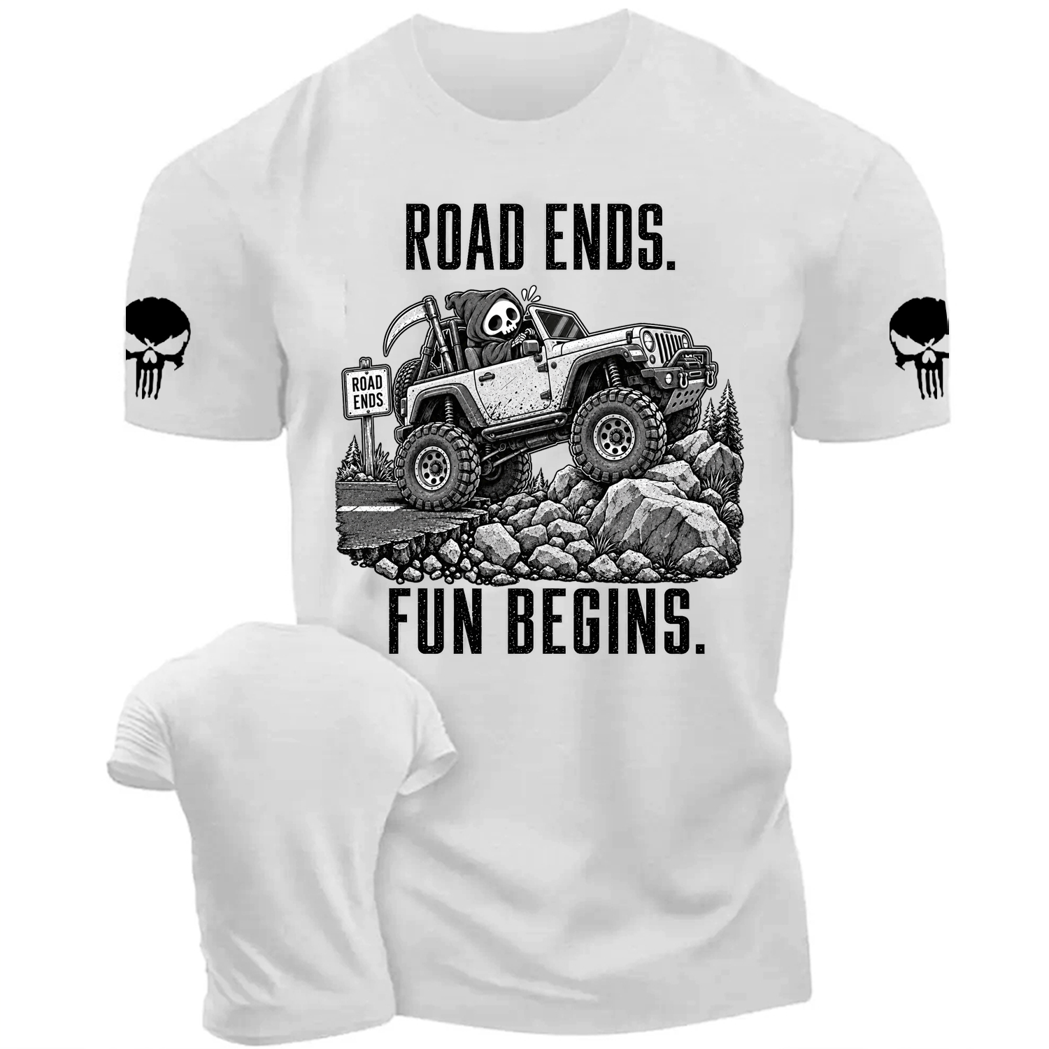 Road Ends, Fun Begins Reaper Trail Cotton T-shirt