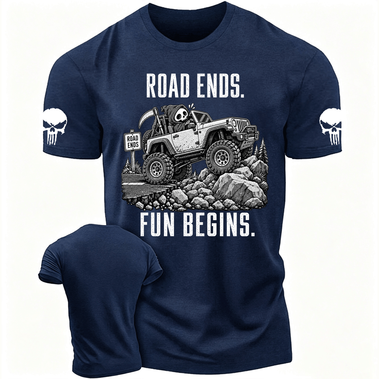Road Ends, Fun Begins Reaper Trail Cotton T-shirt