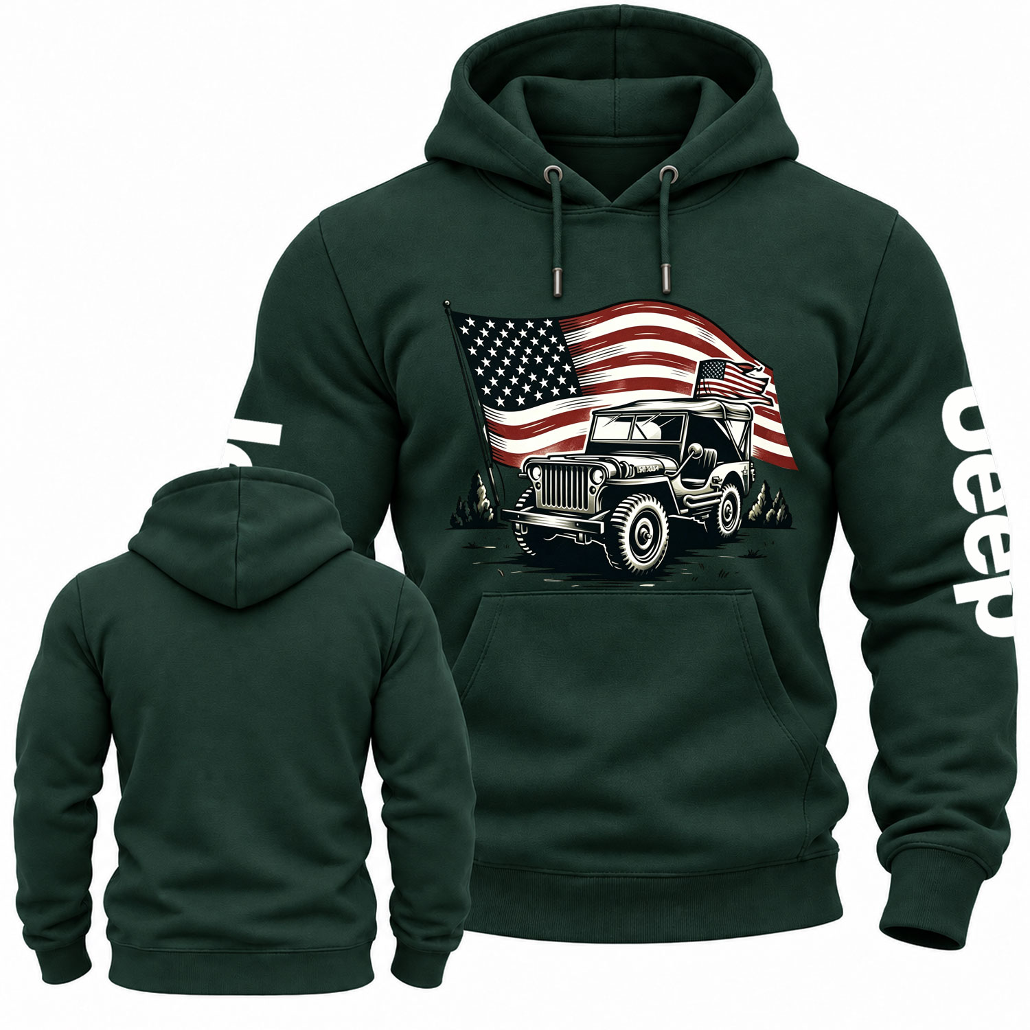 American Flag and Jp Fluttering Cotton Hoodie
