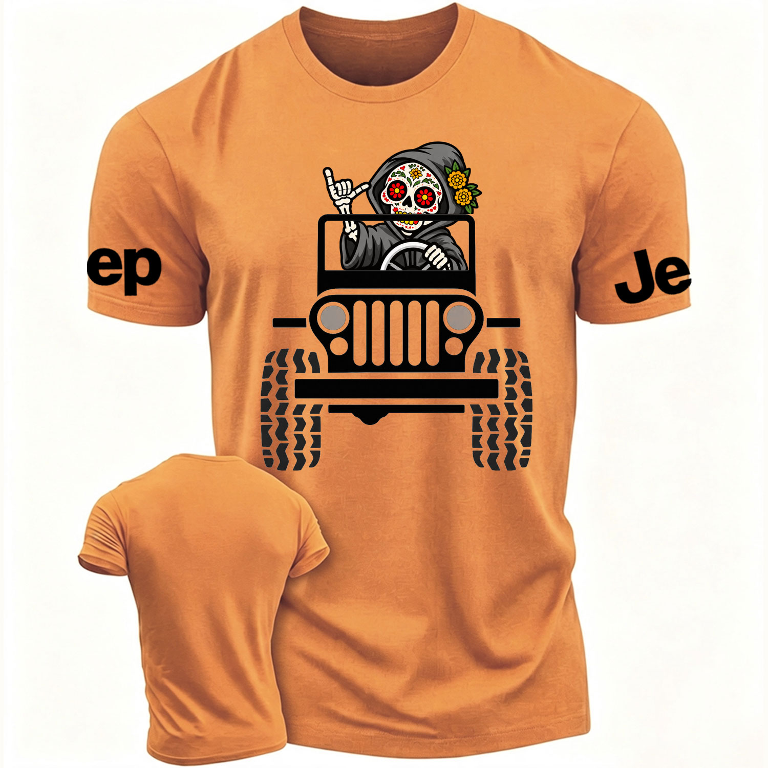 Sugar Skull Grim Reaper Driving Jp Cotton T-shirt