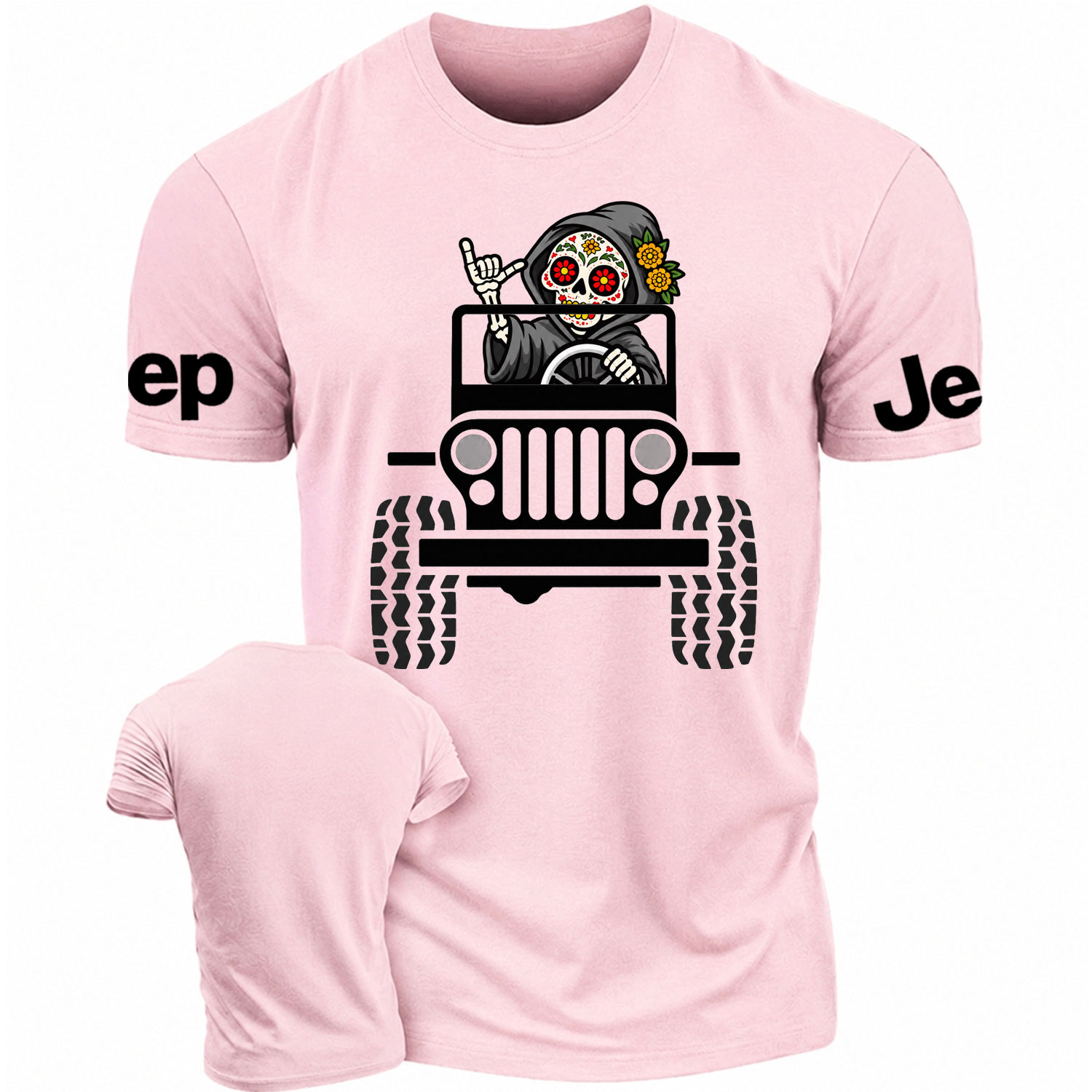 Sugar Skull Grim Reaper Driving Jp Cotton T-shirt