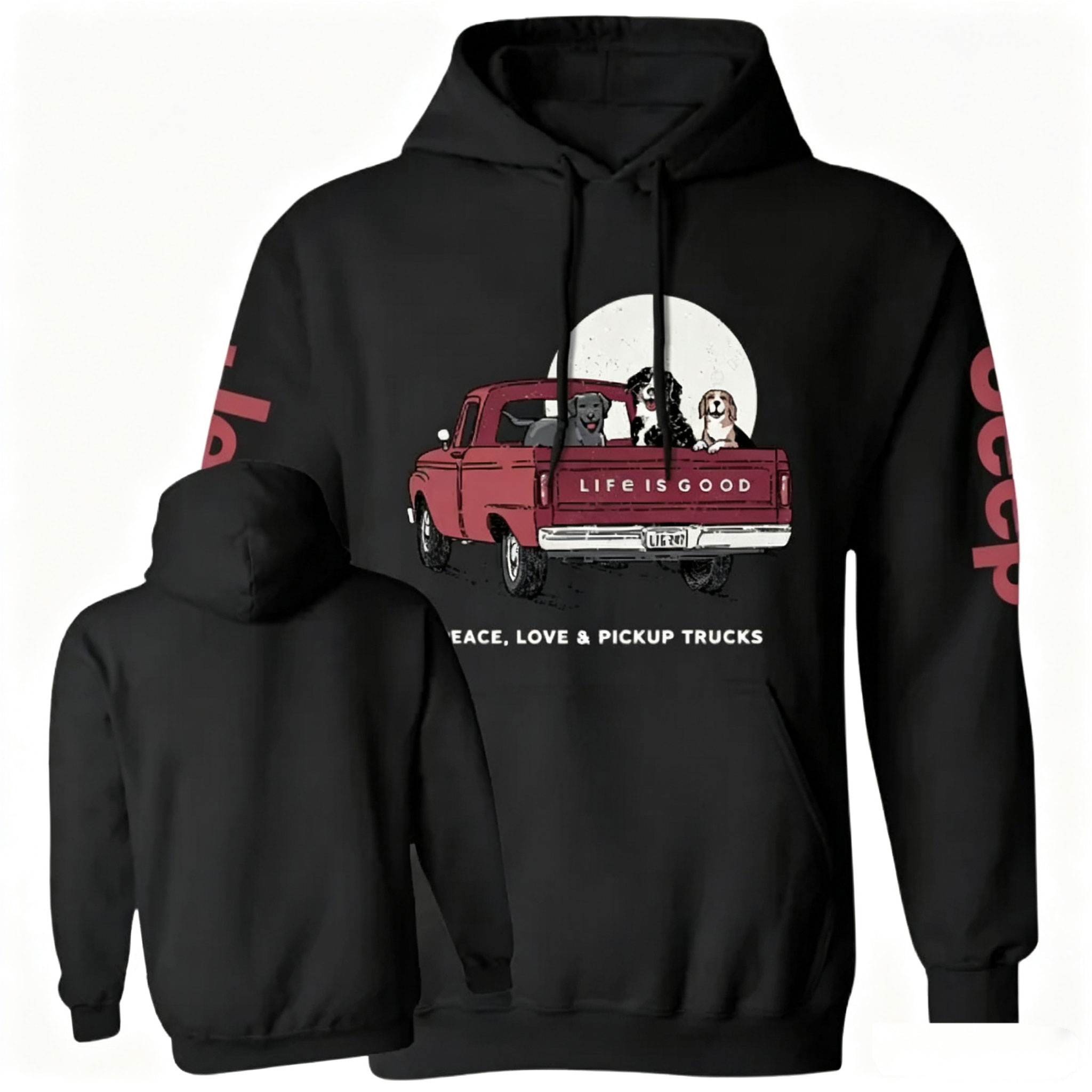 Peace Love Pickup Trucks Jp Unisex Casual Hoodie