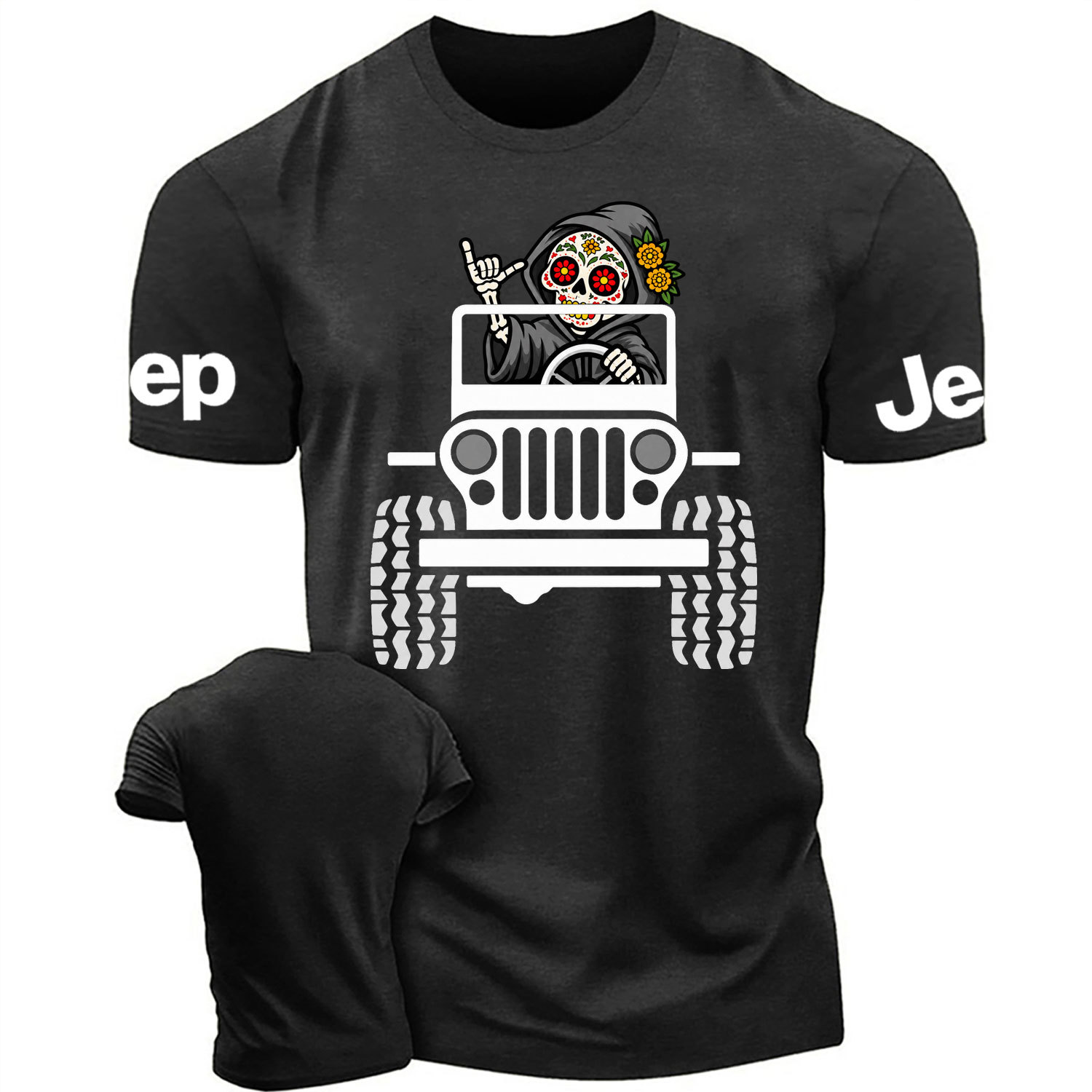 Sugar Skull Grim Reaper Driving Jp Cotton T-shirt