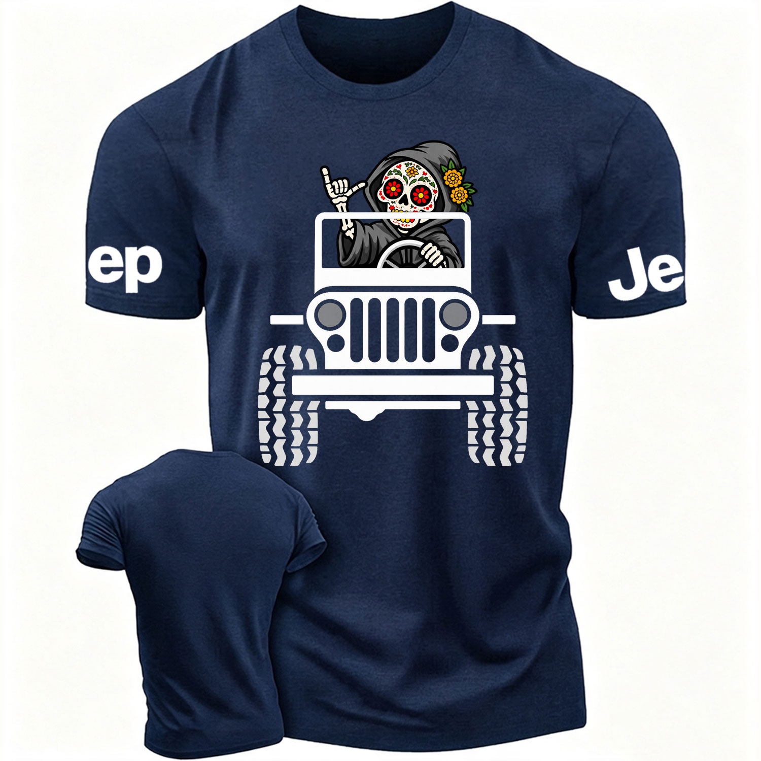 Sugar Skull Grim Reaper Driving Jp Cotton T-shirt