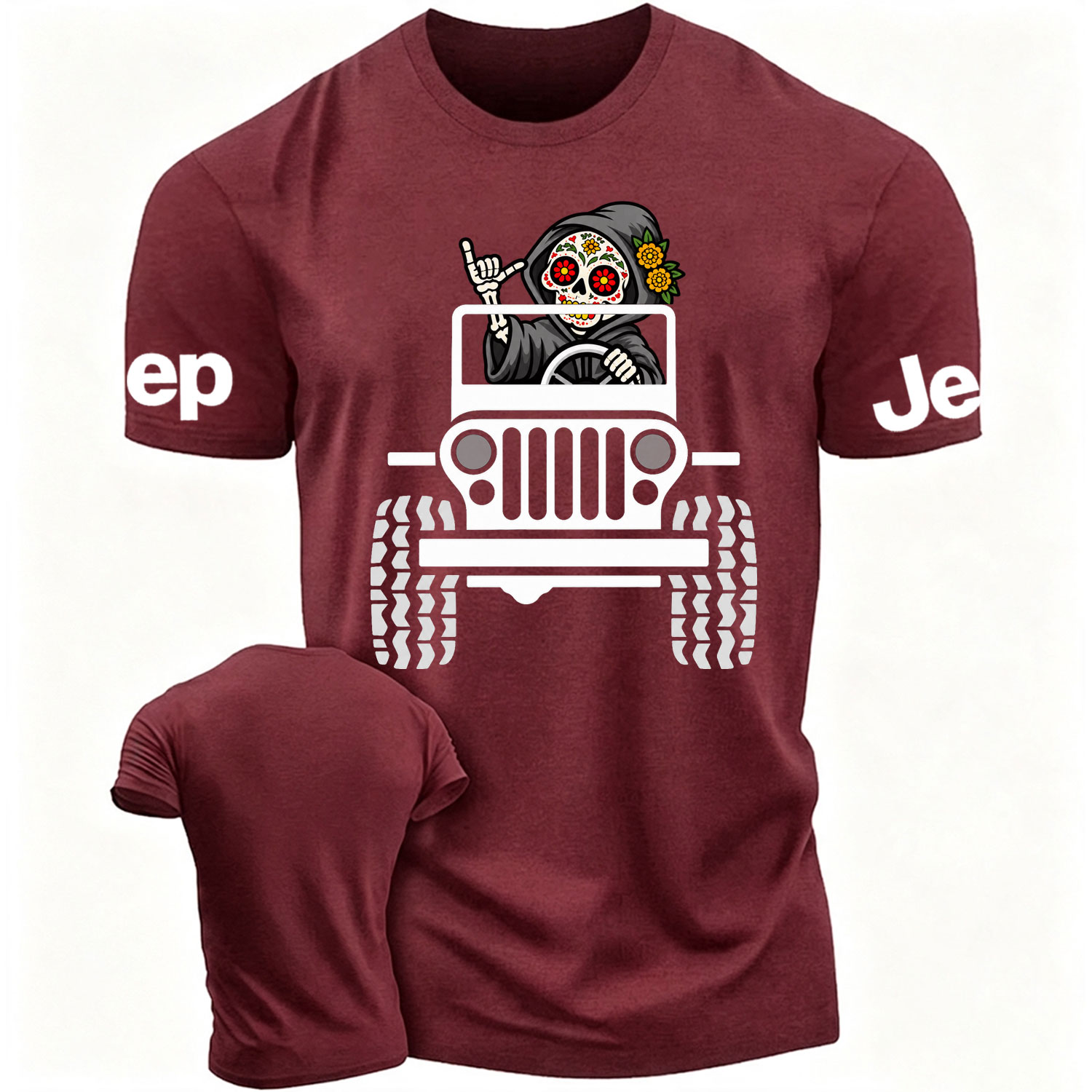 Sugar Skull Grim Reaper Driving Jp Cotton T-shirt