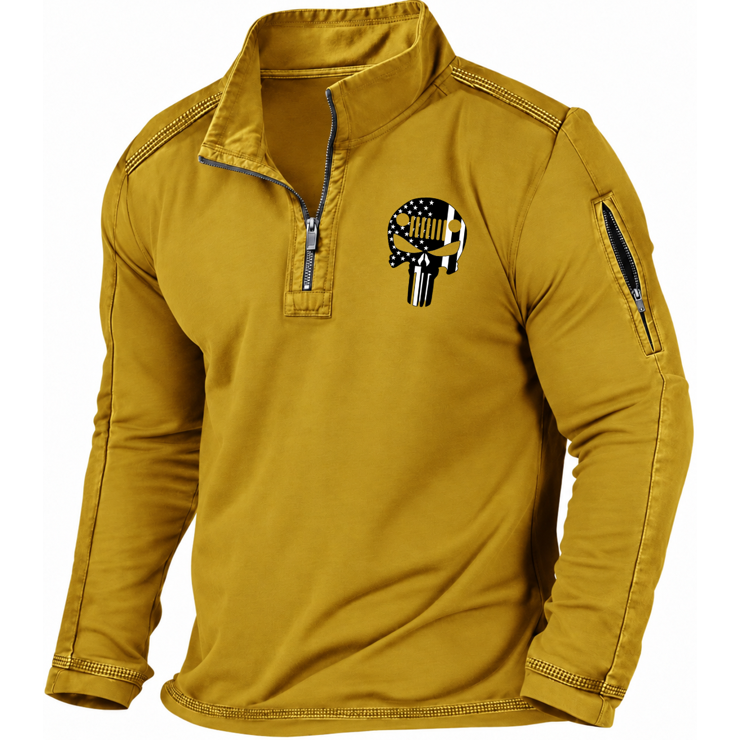 Jp Skull USA Flag Quarter-Zip Sweatshirt