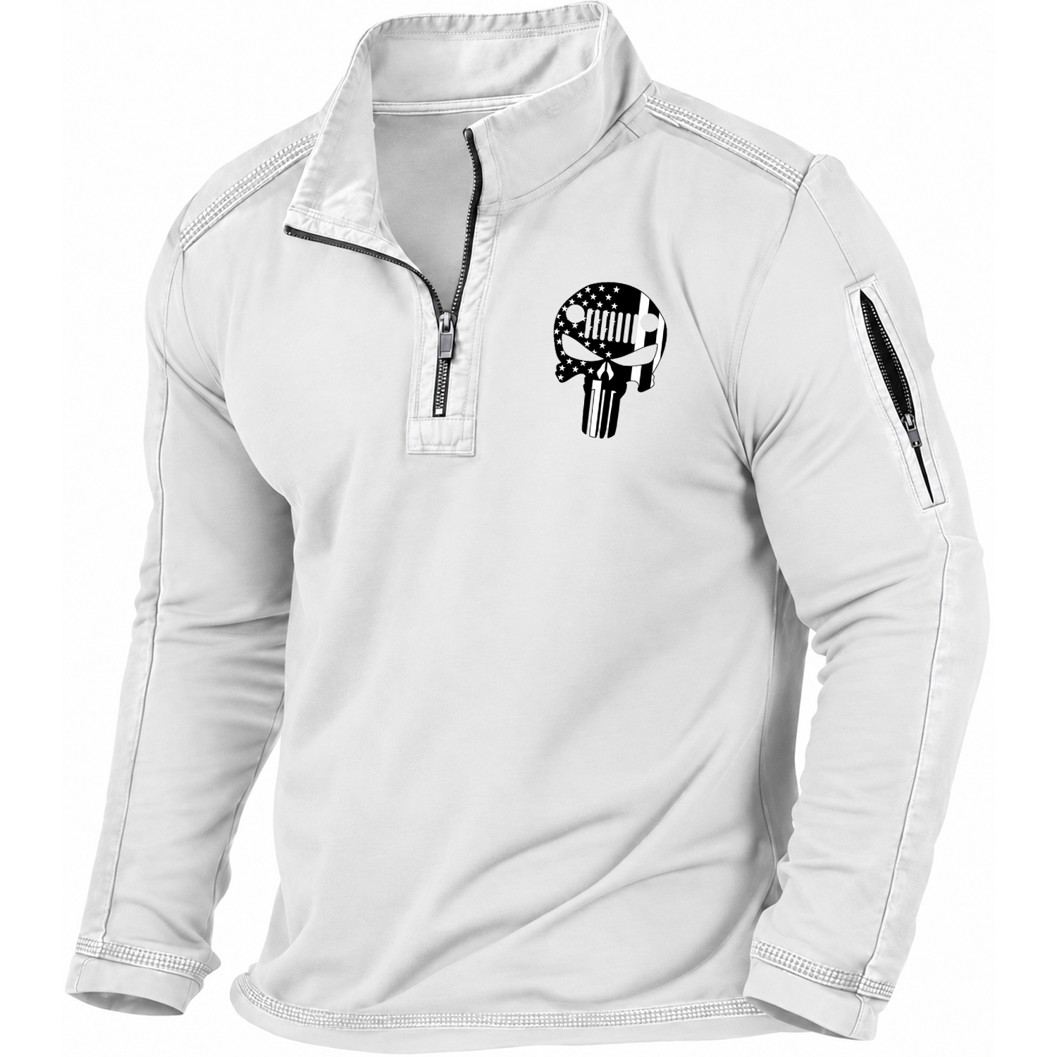 Jp Skull USA Flag Quarter-Zip Sweatshirt