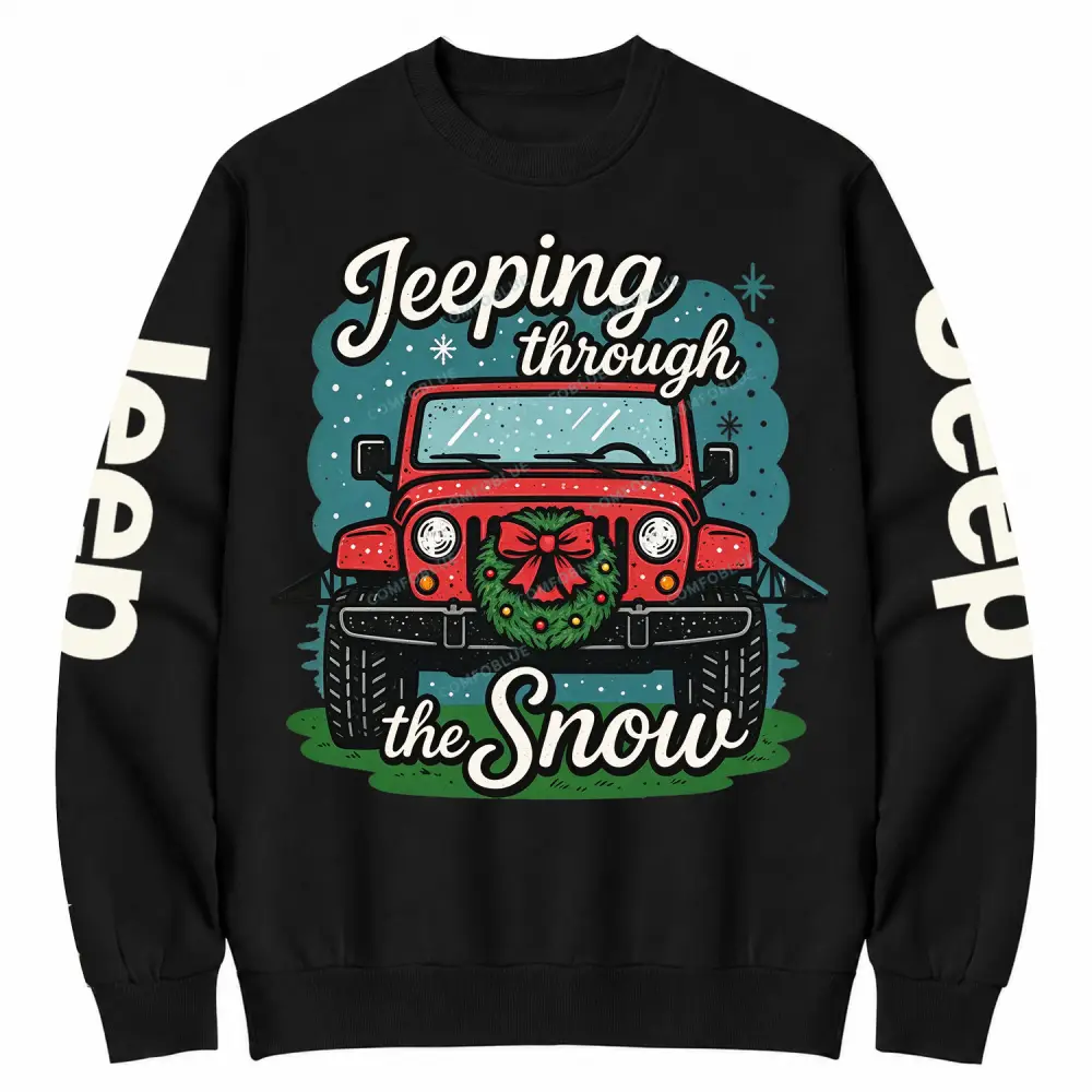 Jeeping Through  The Snow Cotton Sweatshirt