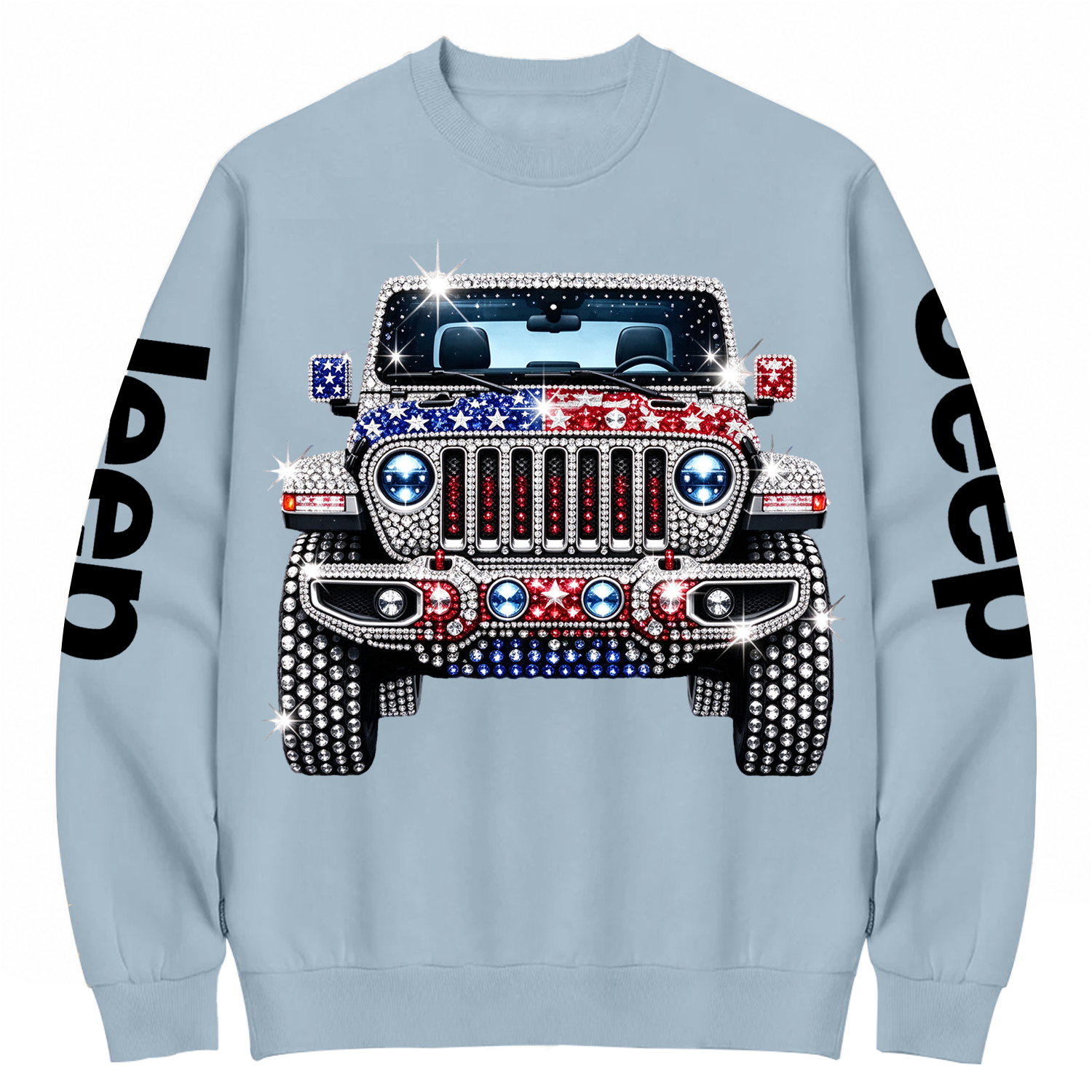 Patriotic Rhinestone Off-Road Star Graphic Cotton Sweatshirt