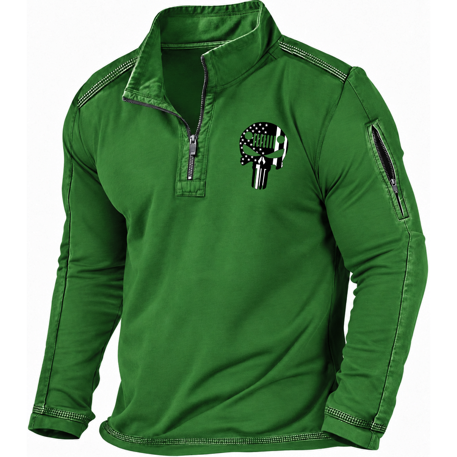 Jp Skull USA Flag Quarter-Zip Sweatshirt